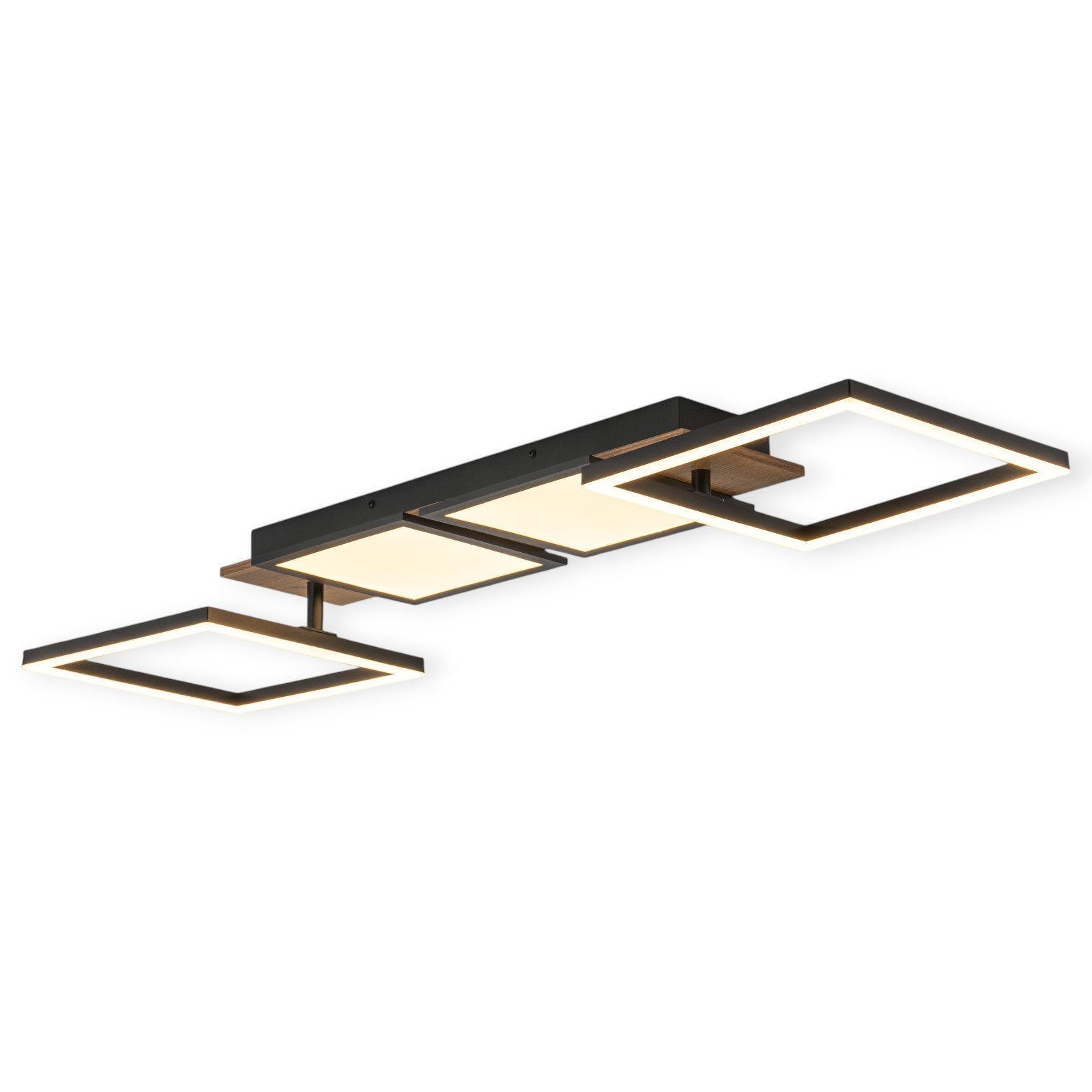 Glowlings 4-Light Farmhouse 39"Wide Large 360° Rotated Square LED Wood Flush Mount