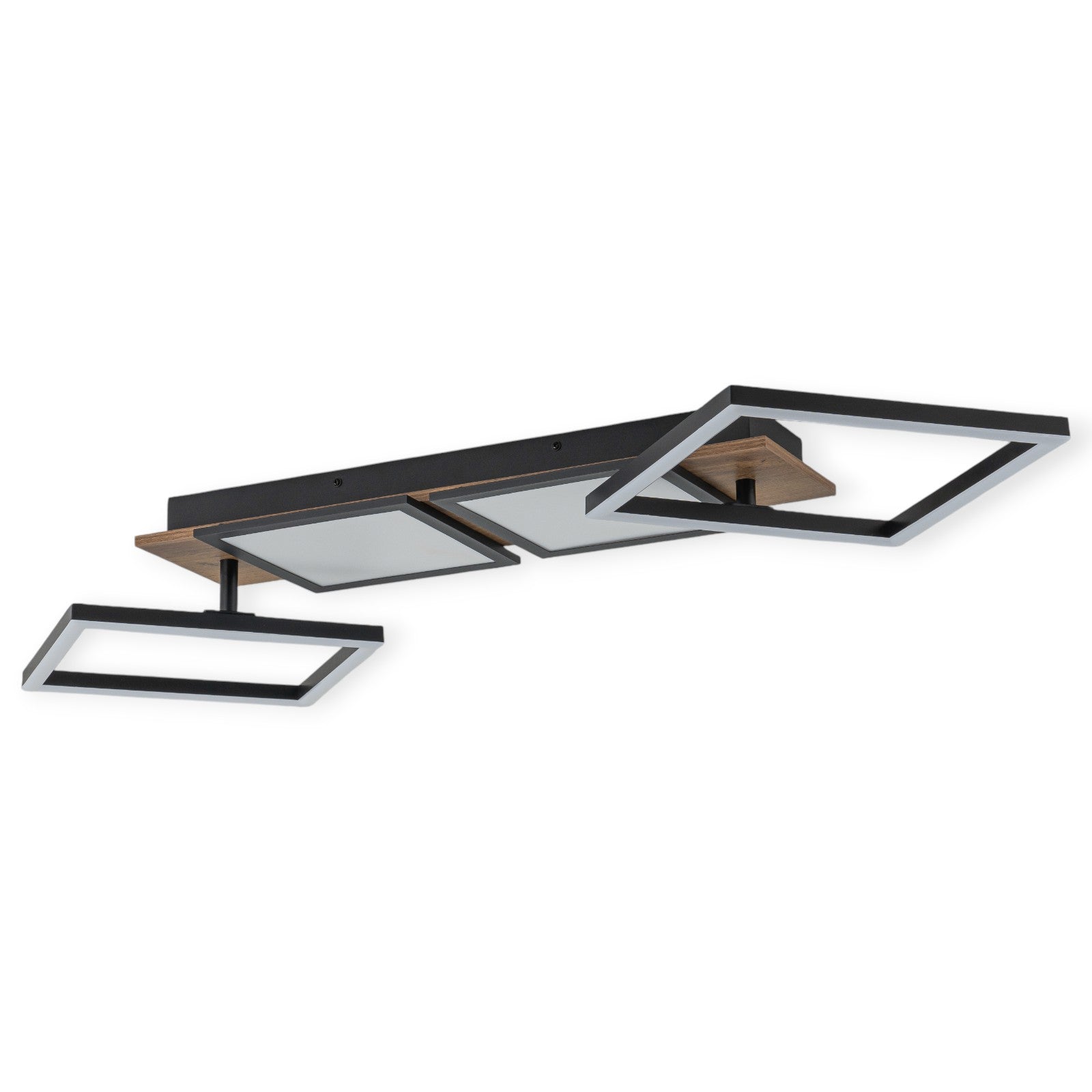 Glowlings 4-Light Farmhouse 39"Wide Large 360° Rotated Square LED Wood Flush Mount