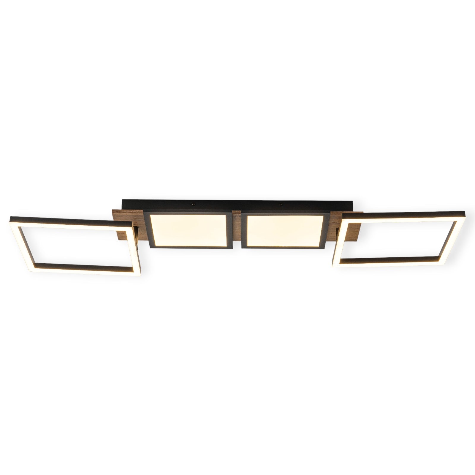 Glowlings 4-Light Farmhouse 39"Wide Large 360° Rotated Square LED Wood Flush Mount