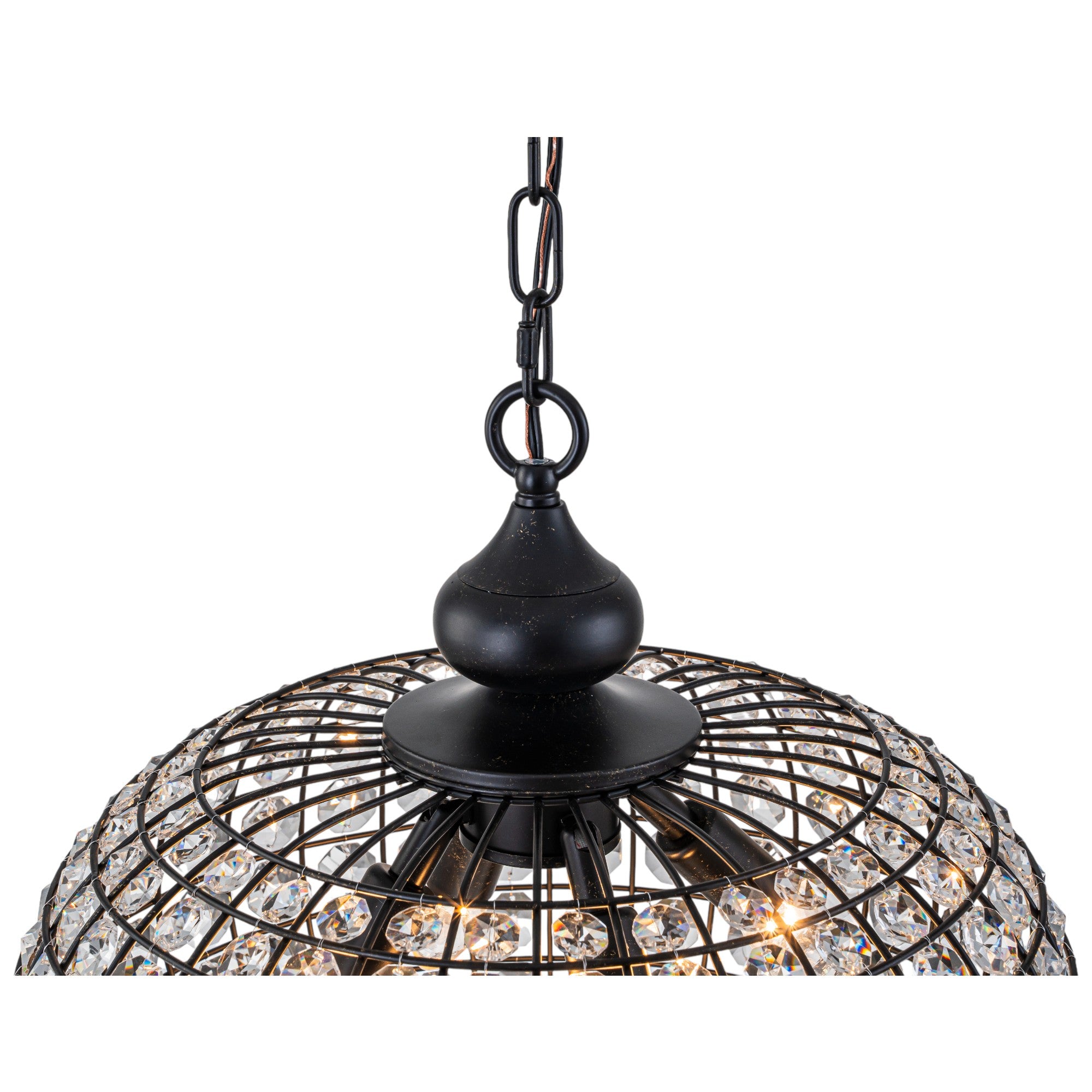 Glowlings 4-Light Empire Vintage 16"Wide Brass/Black Globe Crystal Chandelier