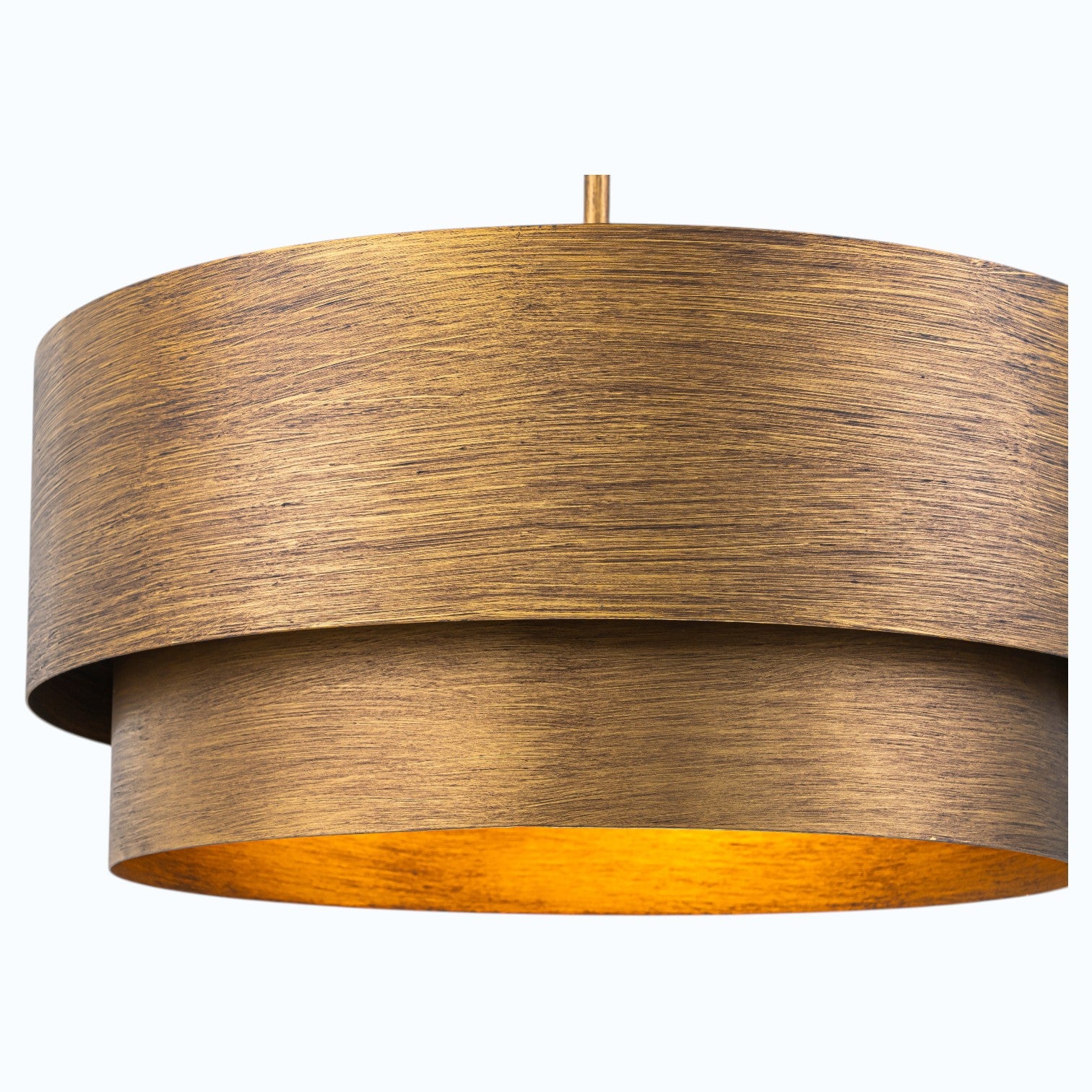 Glowlings 4-Light Industrial 2-Tiered Brushed Brass Metal Drum Chandelier Converts To Semi-Flush Mount