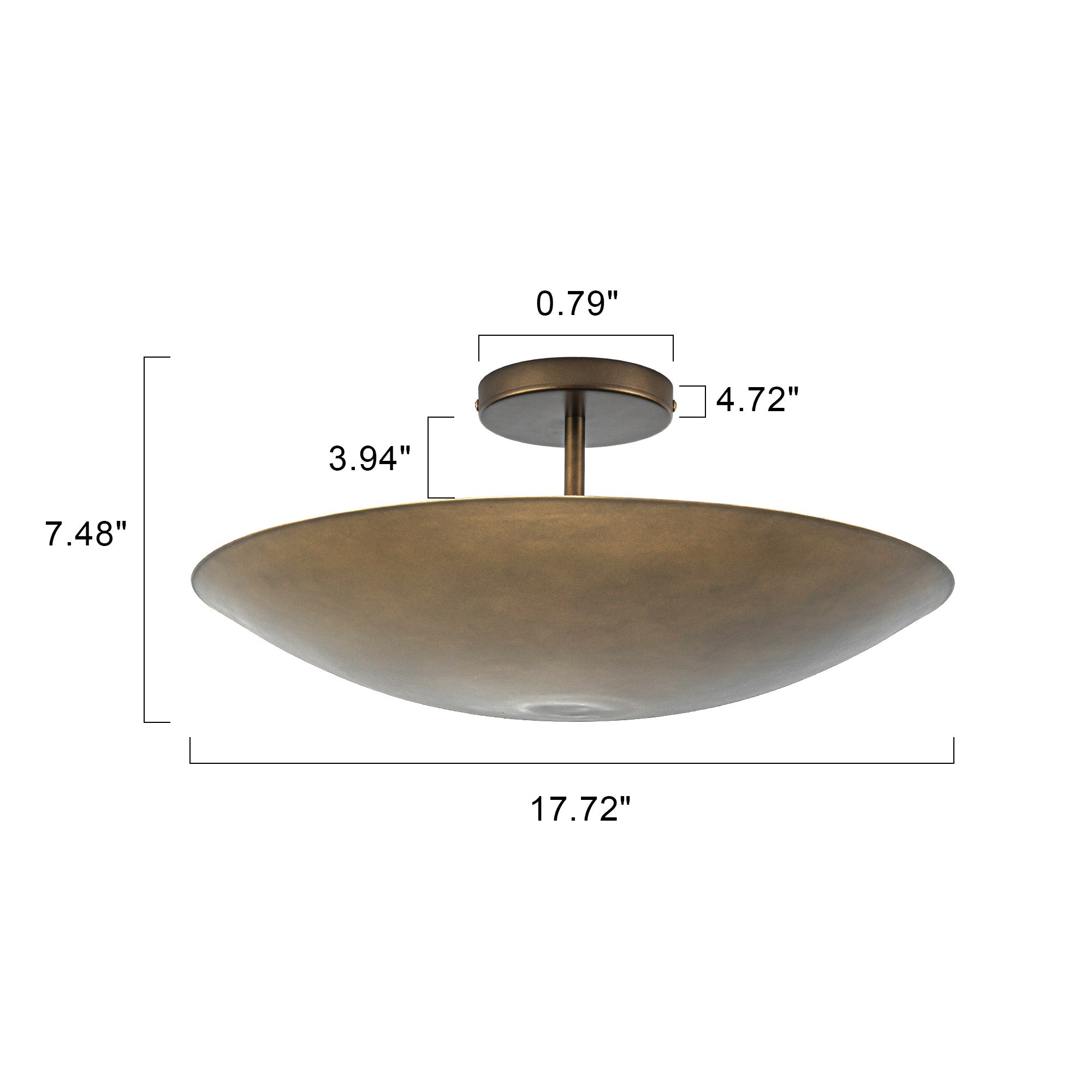 Glowlings 4-Light Industrial 18"Wide Antique Bronze Hand-Applied Finish Dome Semi-Flush Mount Ceiling Light