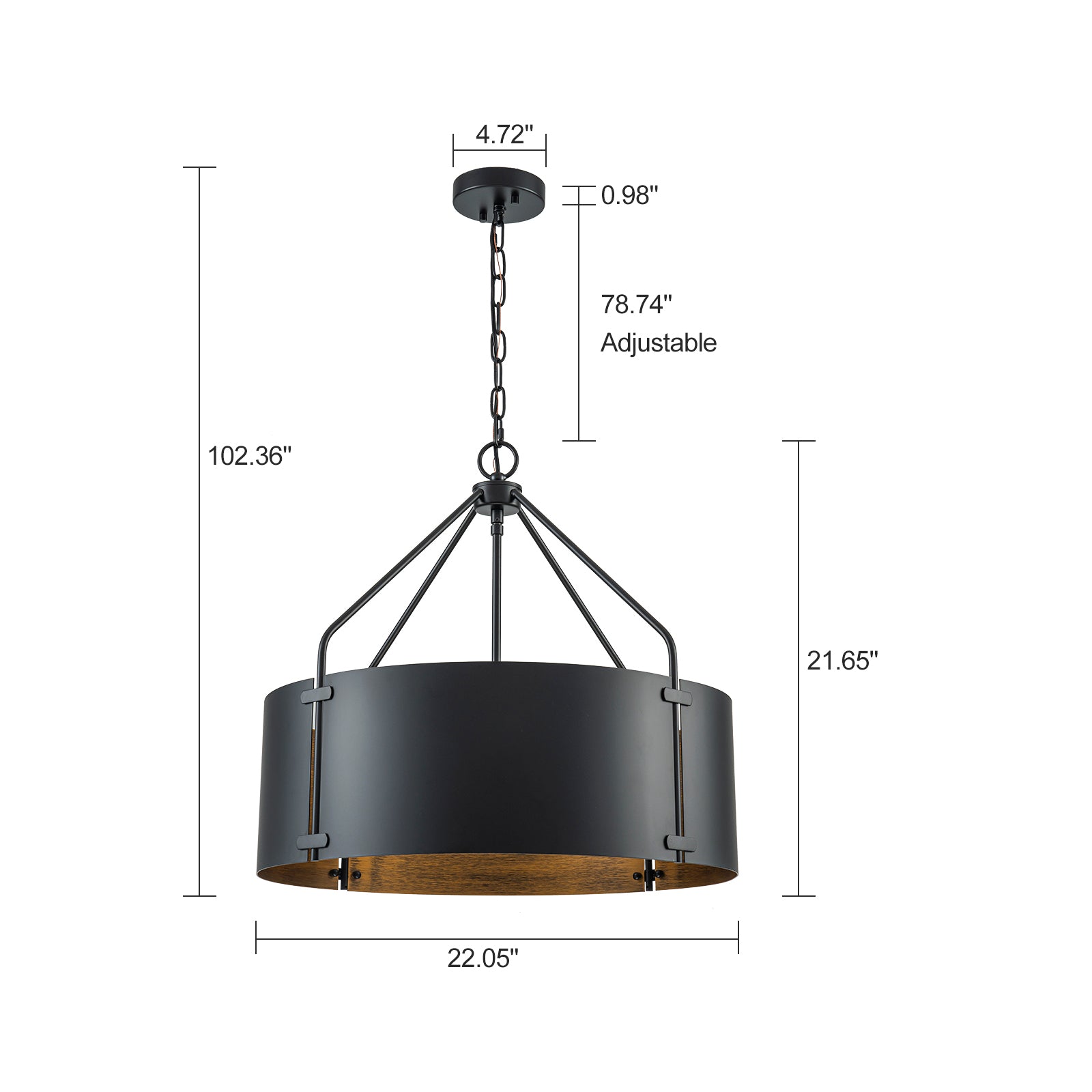 Glowlings 4-Light Industrial 22"Wide Large Rustic Bronze Metal Drum Pendant Light
