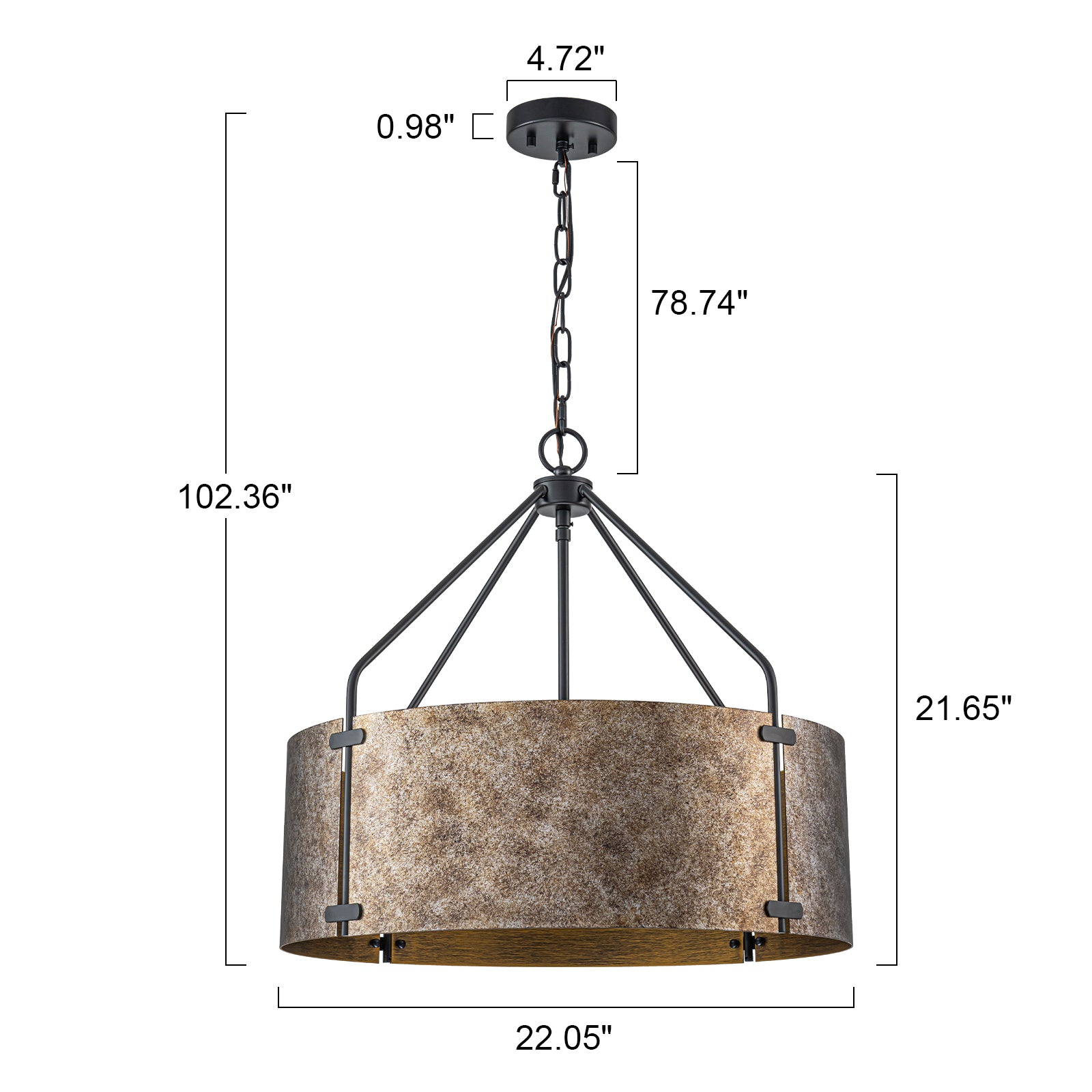 Glowlings 4-Light Industrial 22"Wide Large Rustic Bronze Metal Drum Pendant Light