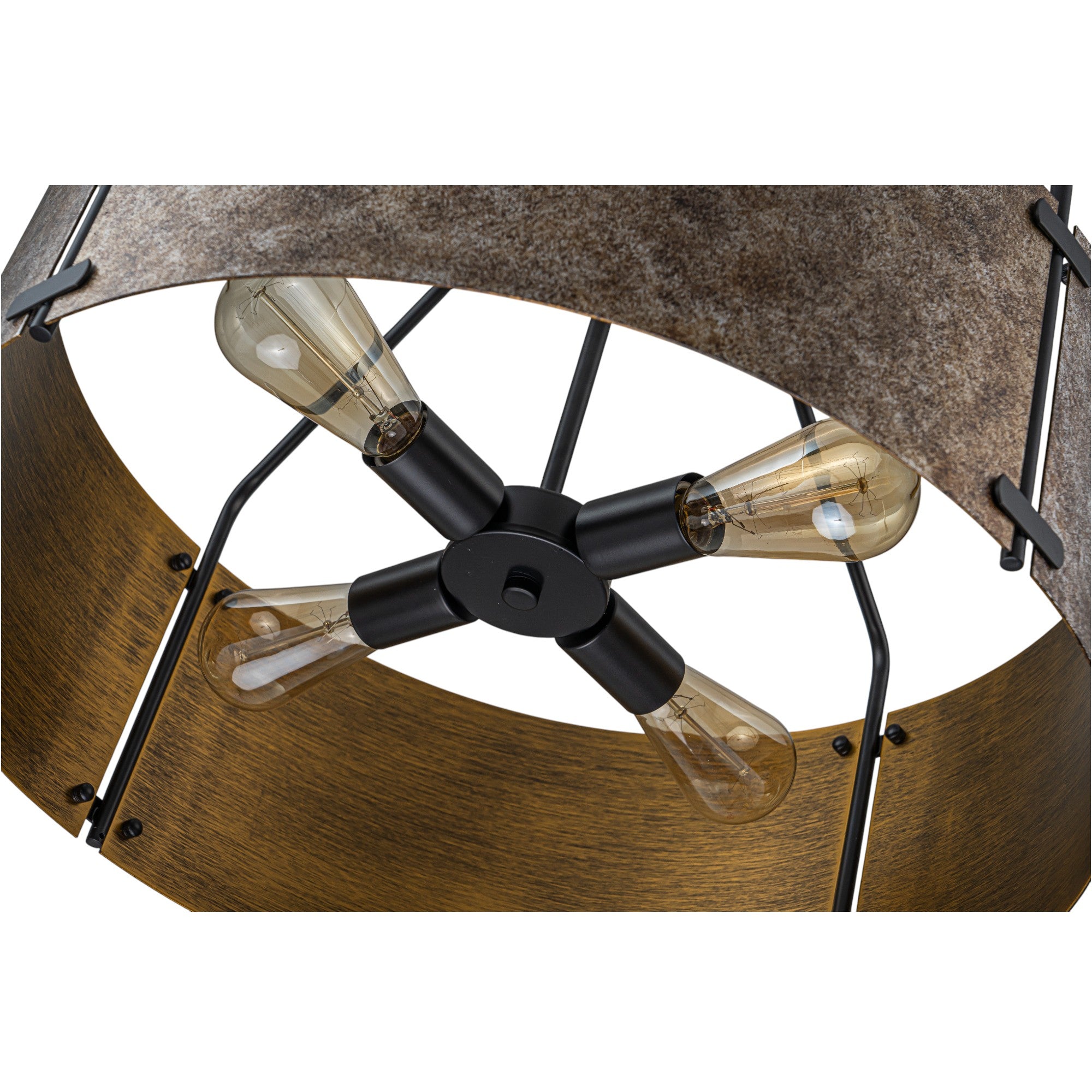 Glowlings 4-flammige industrielle Pendelleuchte, 55,9 cm breit, groß, rustikal, bronzefarben, Metall, Trommelform