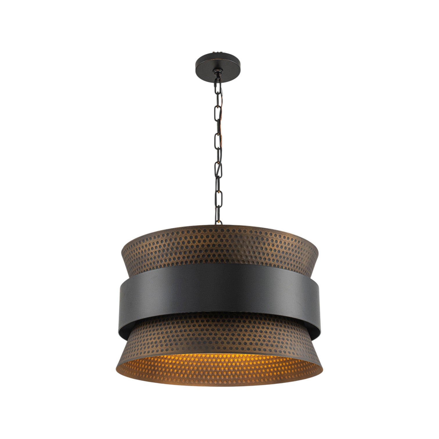 Glowlings 4-Light Industrial 20"Wide Hammered Drum Pendant Light Oil Rubbed Bronze Chandelier with Mesh Shade