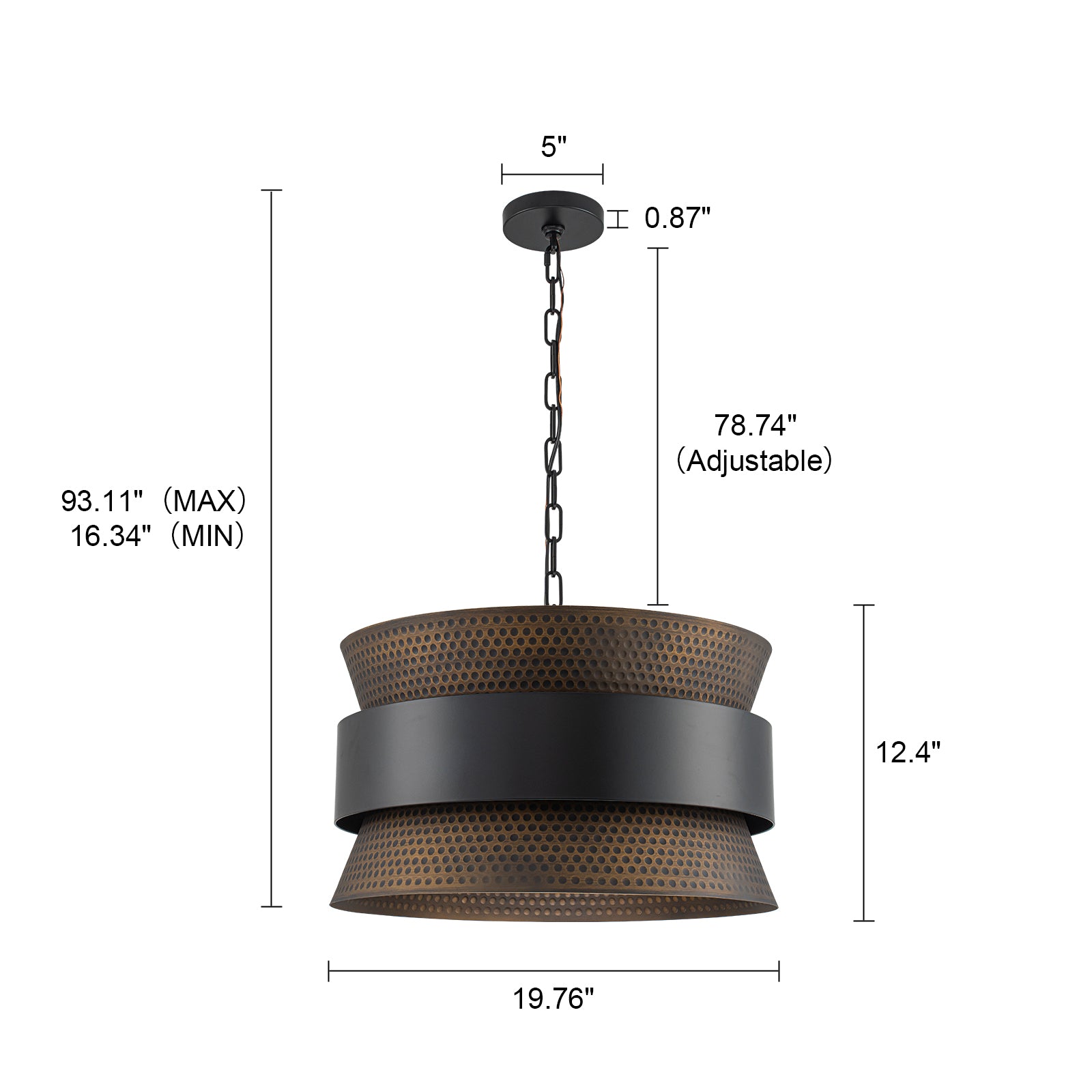 Glowlings 4-Light Industrial 20"Wide Hammered Drum Pendant Light Oil Rubbed Bronze Chandelier with Mesh Shade
