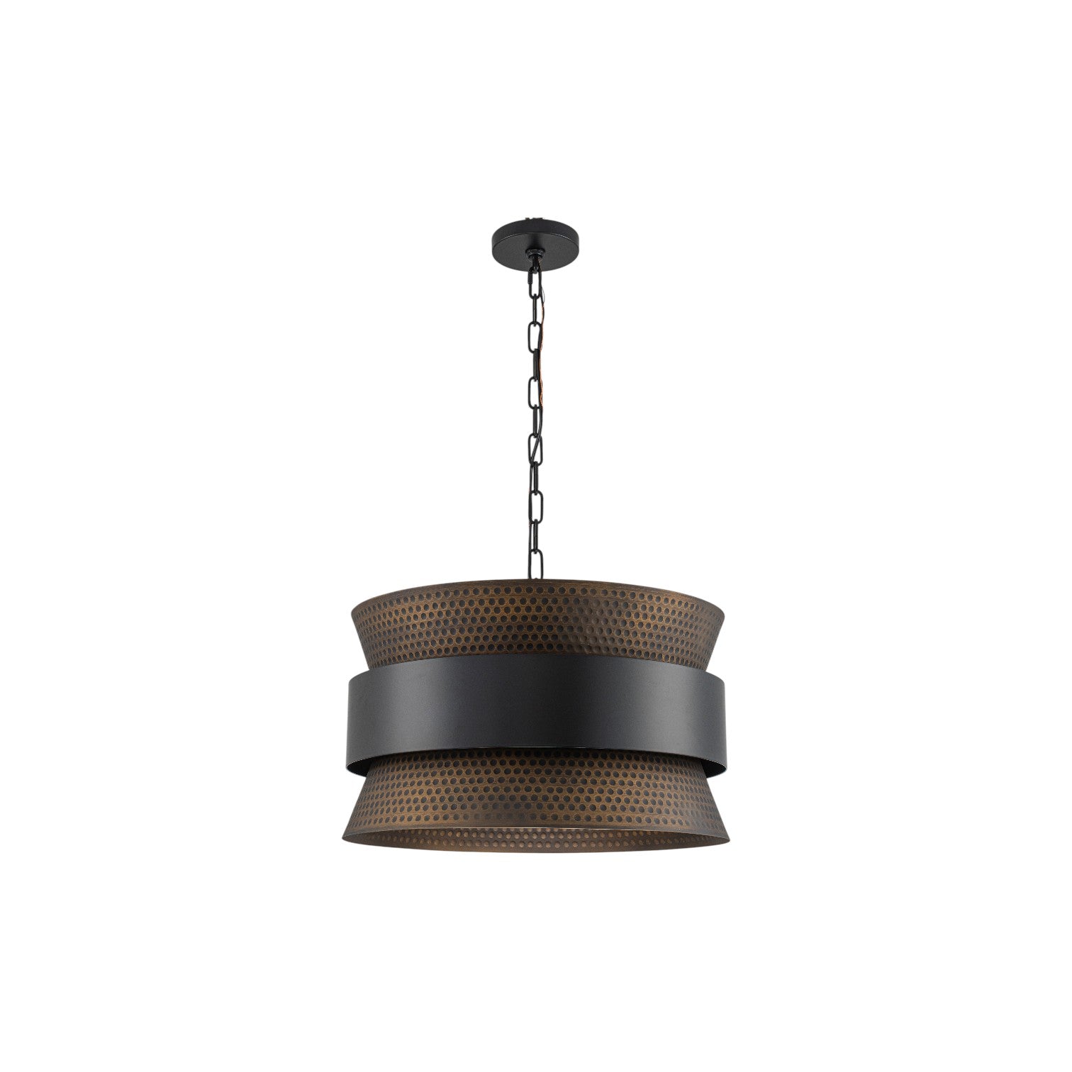 Glowlings 4-Light Industrial 20"Wide Hammered Drum Pendant Light Oil Rubbed Bronze Chandelier with Mesh Shade