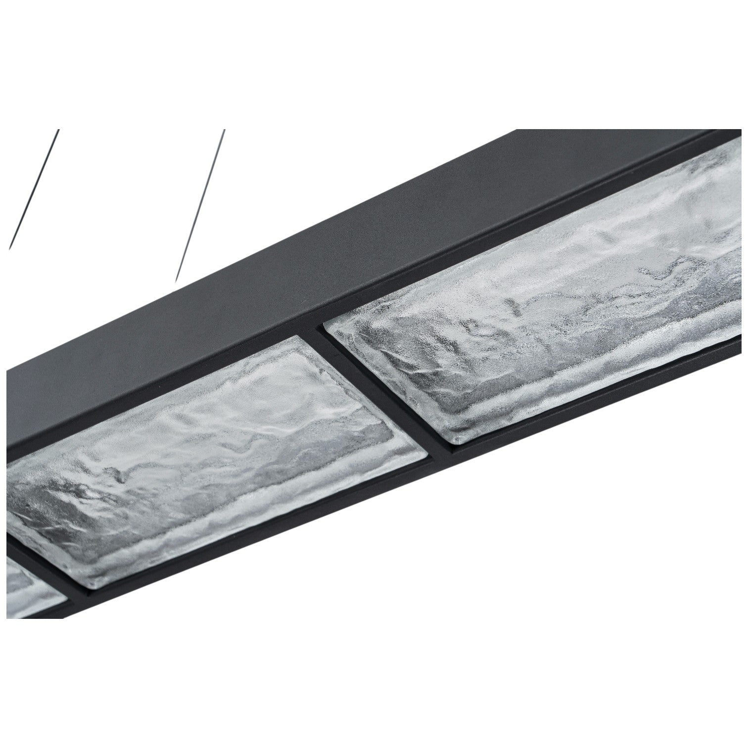 Glowlings 4-Light Modern Matte Black Rectangular 3000K Dimmable Linear LED Textured Glass Pendant Light