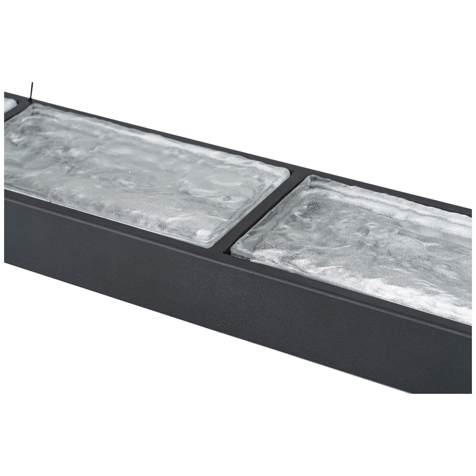 Glowlings 4-Light Modern Matte Black Rectangular 3000K Dimmable Linear LED Textured Glass Pendant Light