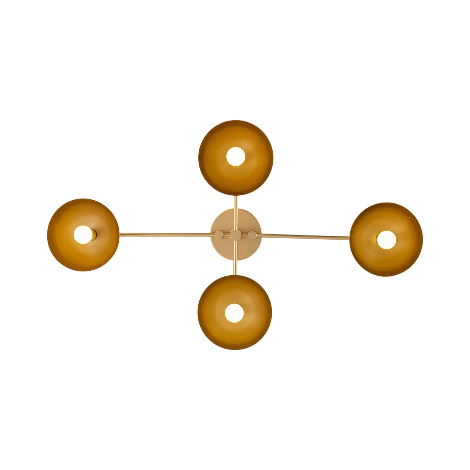 Glowlings 4-Light Mid-Century Antique Gold Sputnik Semi-Flush Mount Ceiling Light with Dome Shades