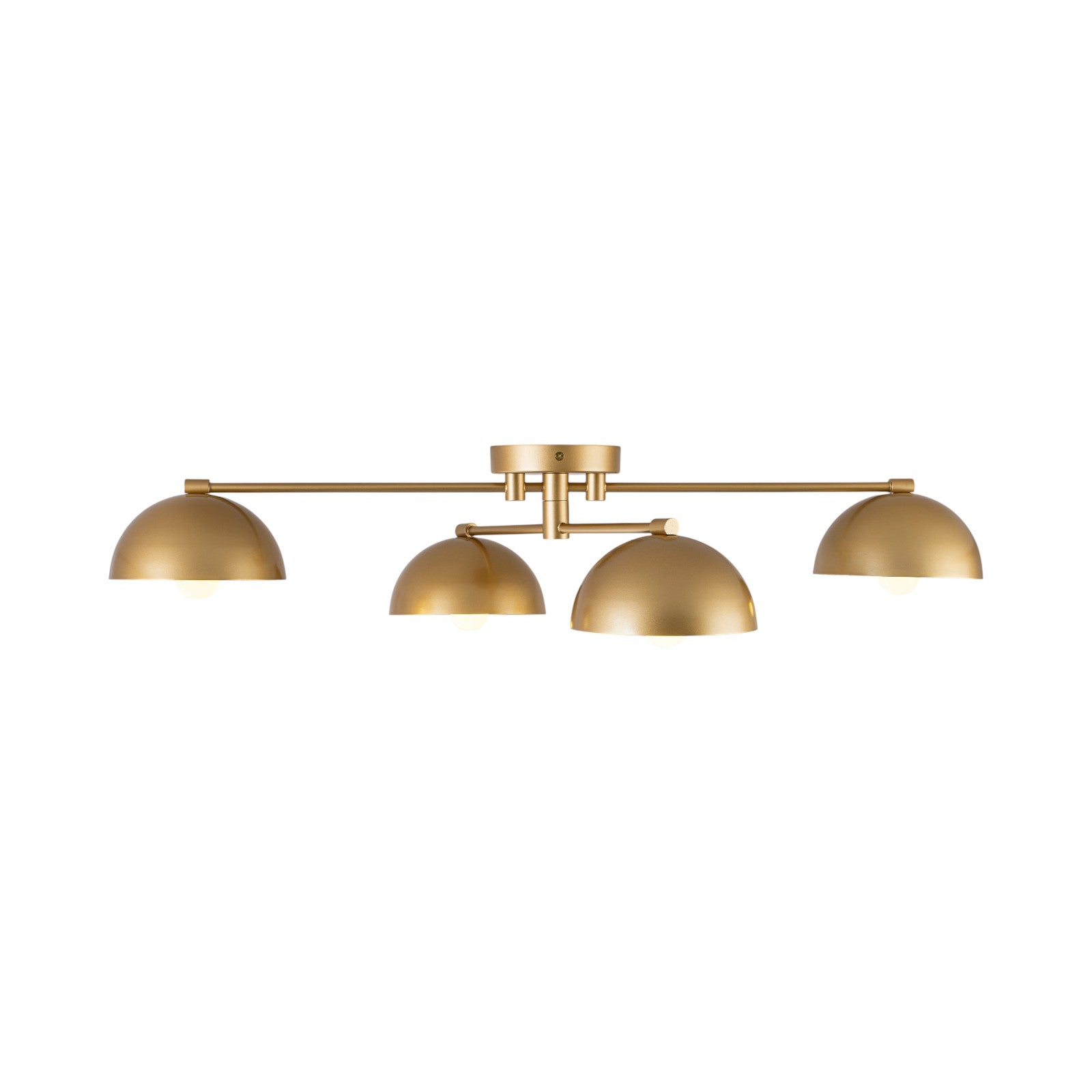 Glowlings 4-Light Mid-Century Antique Gold Sputnik Semi-Flush Mount Ceiling Light with Dome Shades