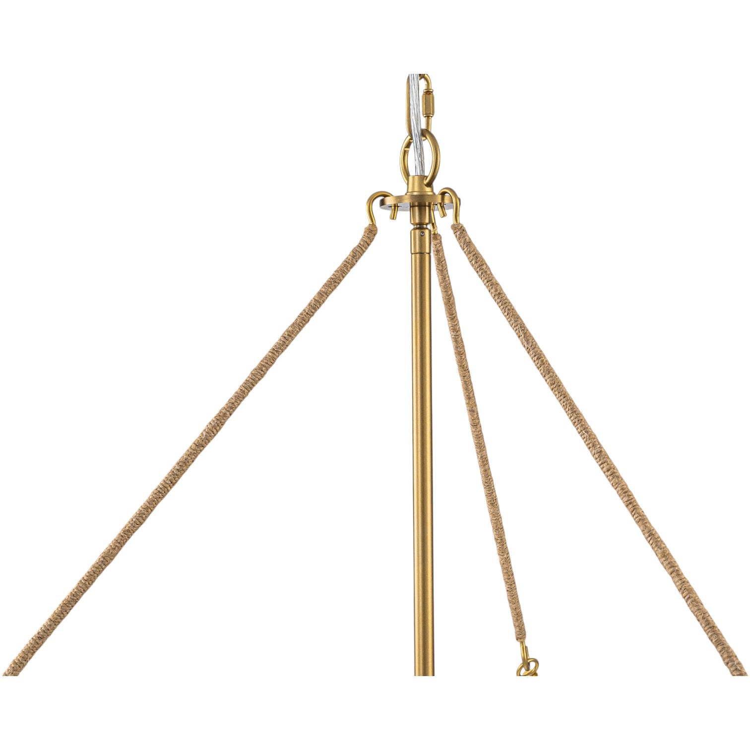 Glowlings 4-Light Mid-Century 24"Wide Large Brushed Brass Bowl Faux Alabaster Glass Chandelier with Rope Accents