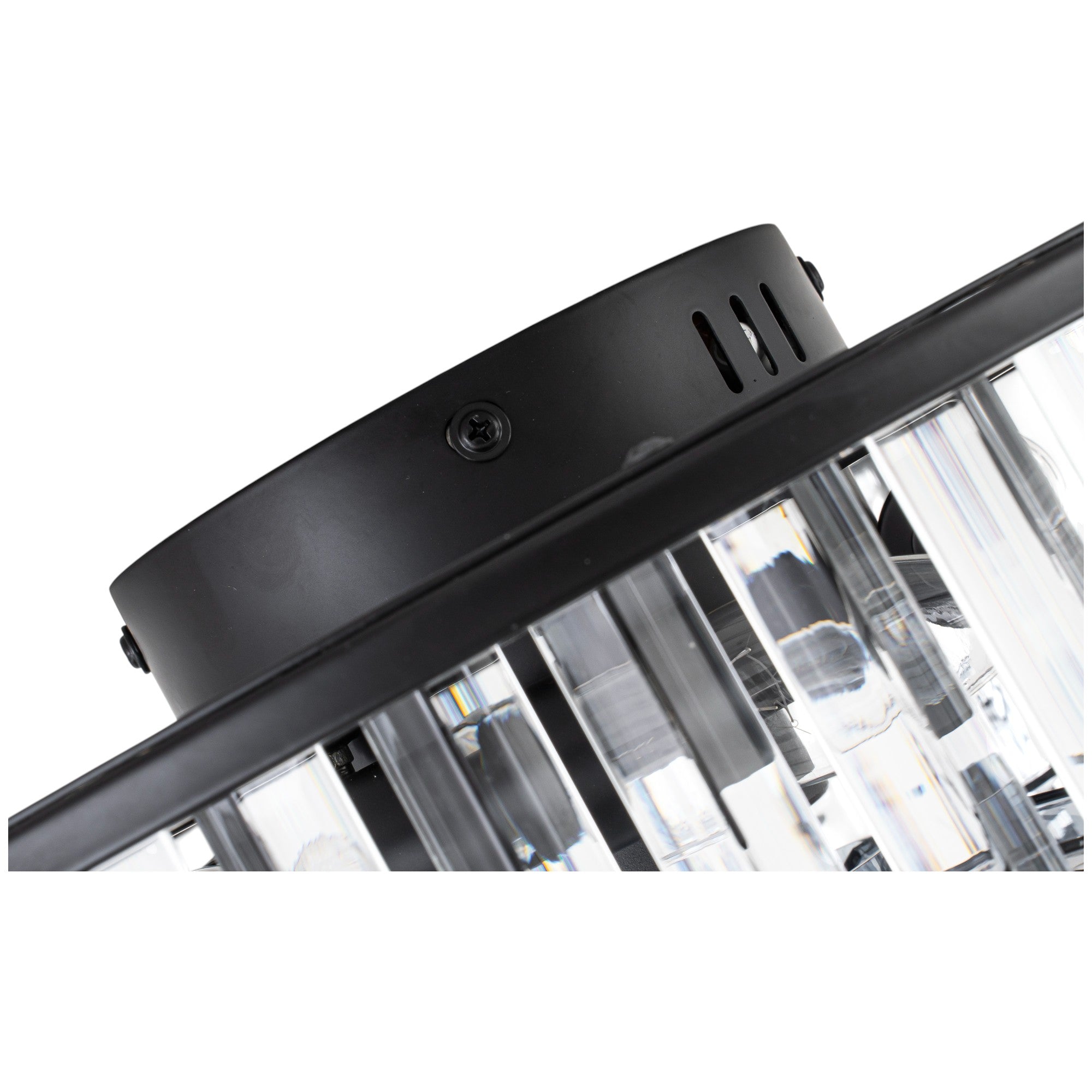 Glowlings 4-Light Modern Black Metal Cage Design Crystal Flush Mount Ceiling Fan with Light