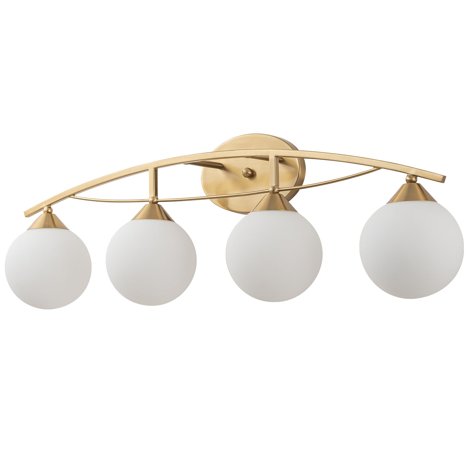 Glowlings 3/4-Light Modern Brass Curve Opal Glass Bathroom Vanity Light