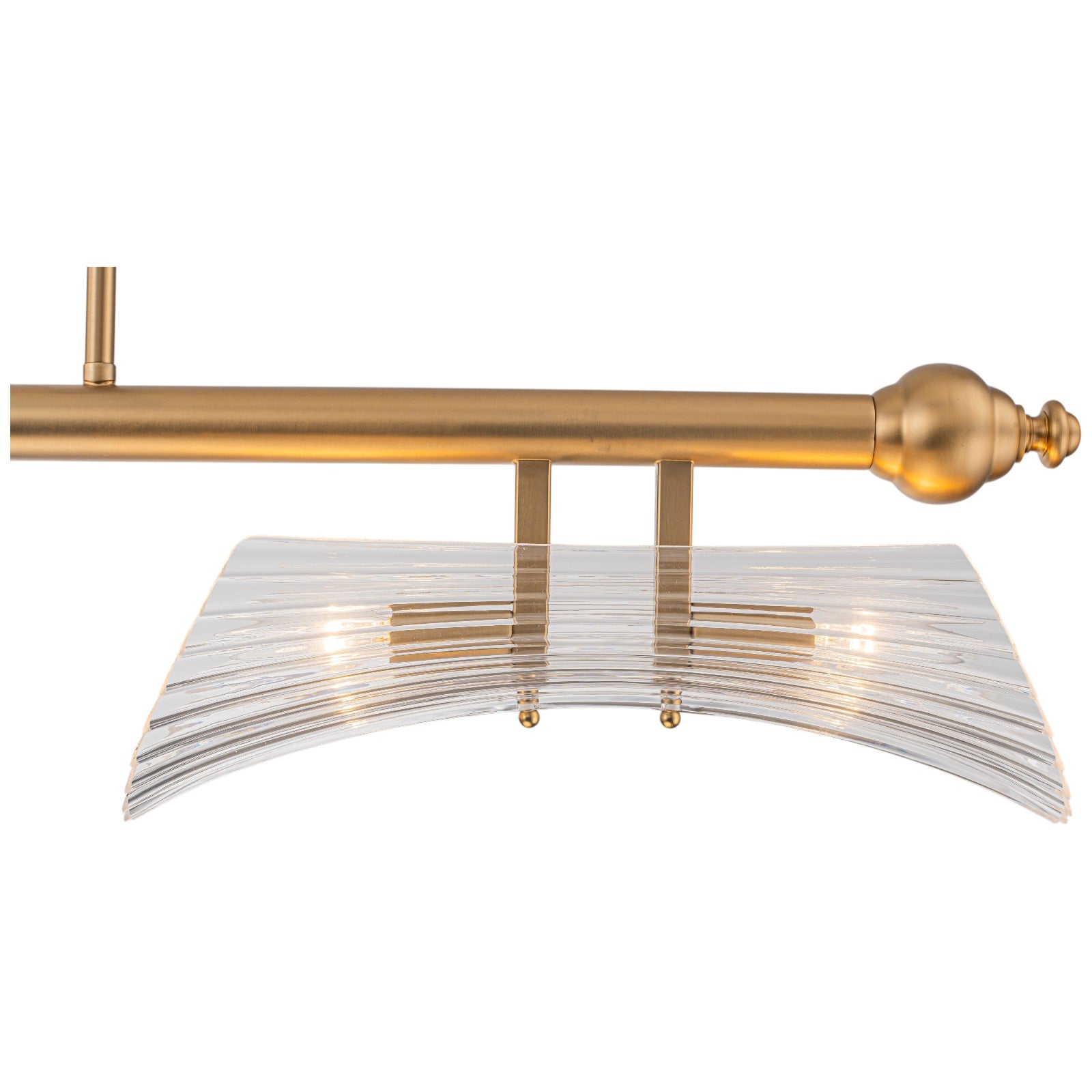 Glowlings 4-Light Modern 41"Wide Large Brushed Brass Ribbed Arched Glass Linear Chandelier Island Light