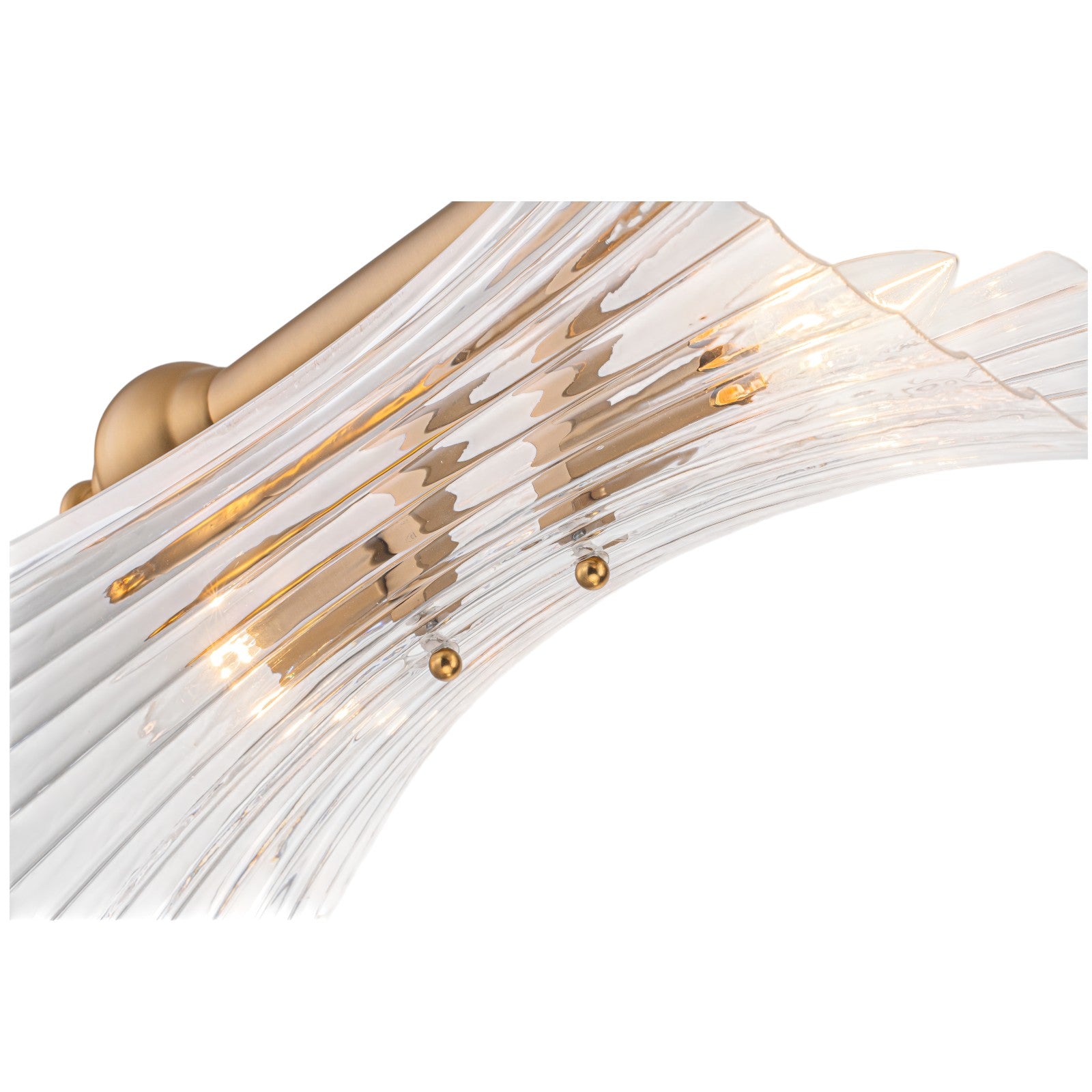 Glowlings 4-Light Modern 41"Wide Large Brushed Brass Ribbed Arched Glass Linear Chandelier Island Light