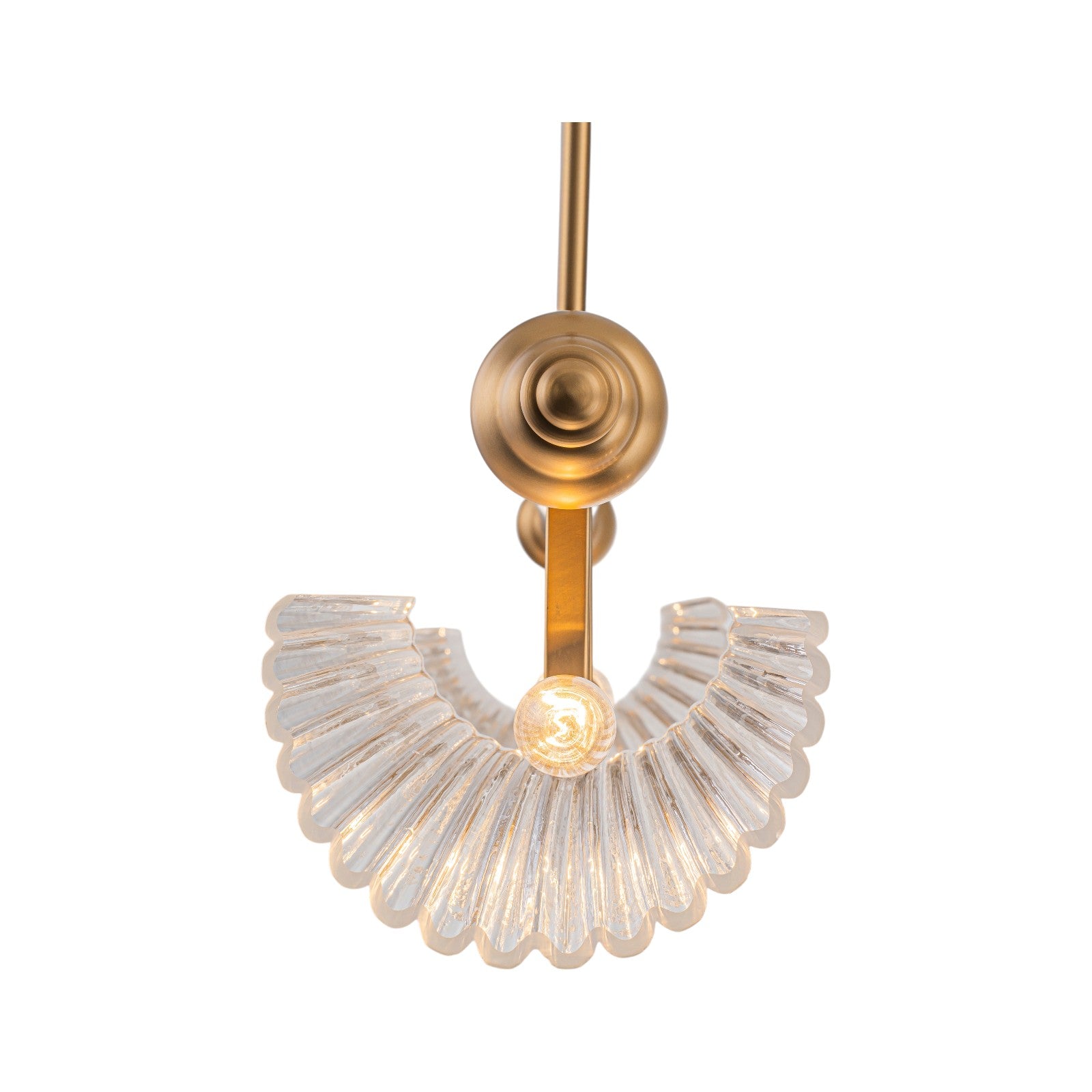 Glowlings 4-Light Modern 41"Wide Large Brushed Brass Ribbed Arched Glass Linear Chandelier Island Light