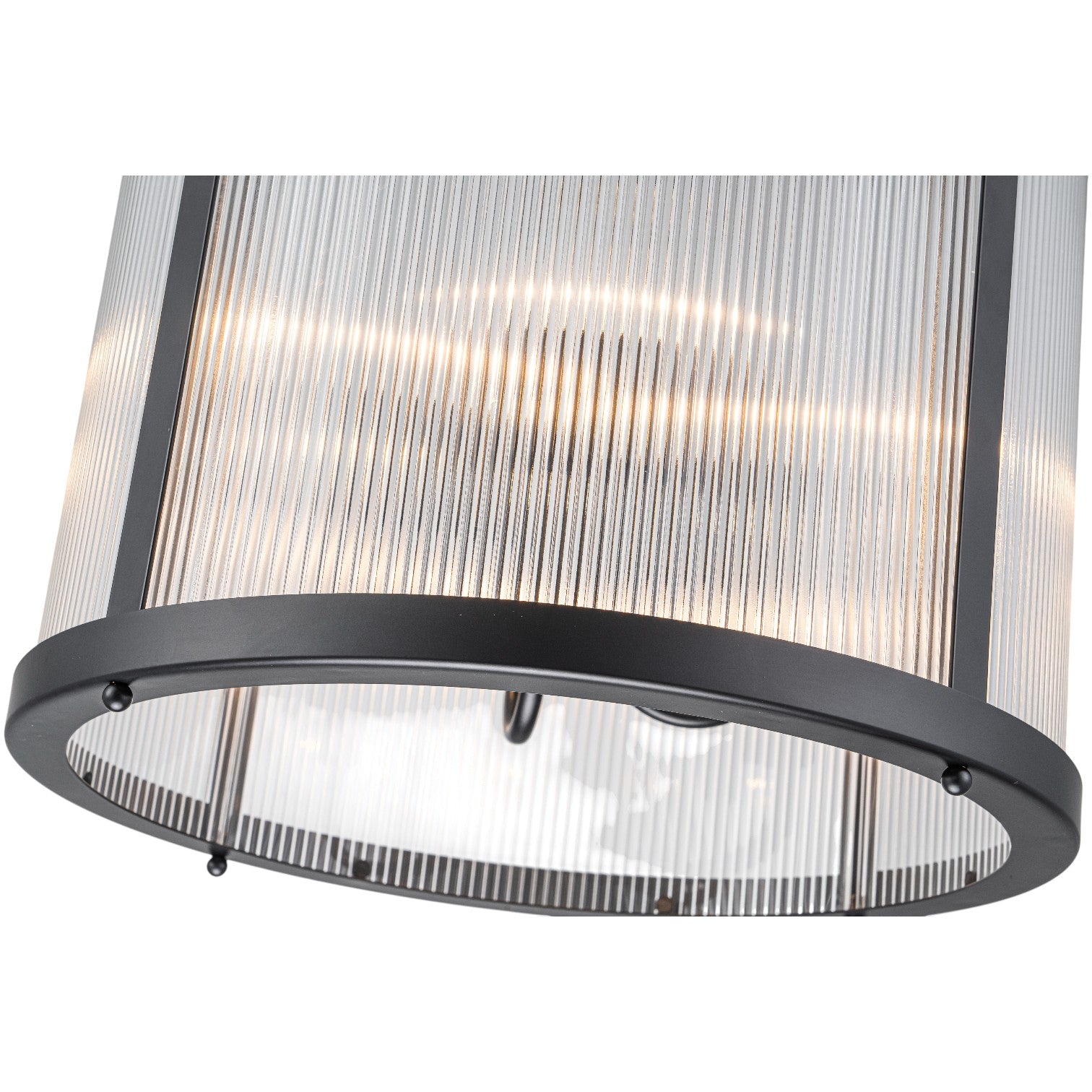 Glowlings 4-Light Modern 16"Wide Cylinder Lantern Clear Ribbed Glass Chandelier