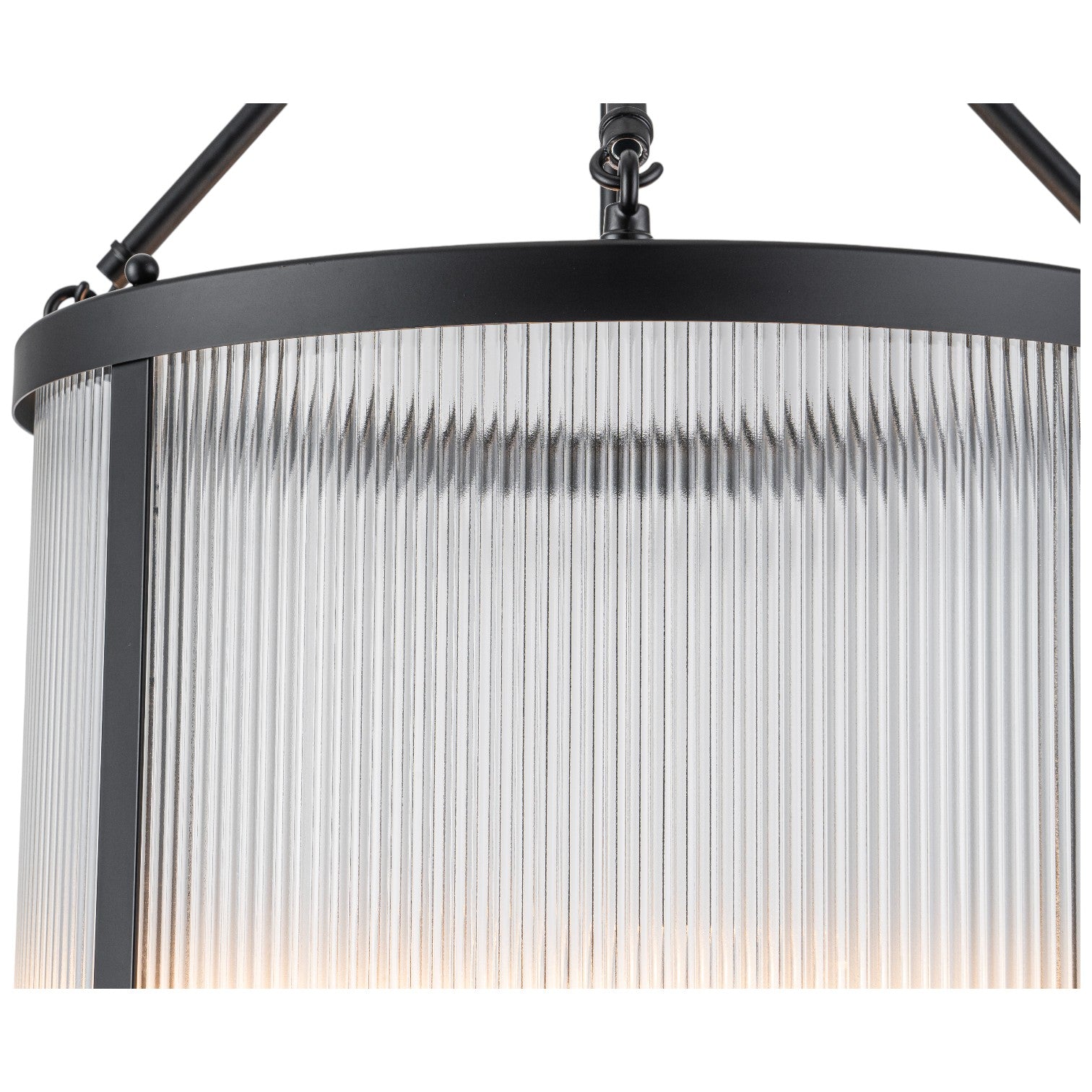 Glowlings 4-Light Modern 16"Wide Cylinder Lantern Clear Ribbed Glass Chandelier