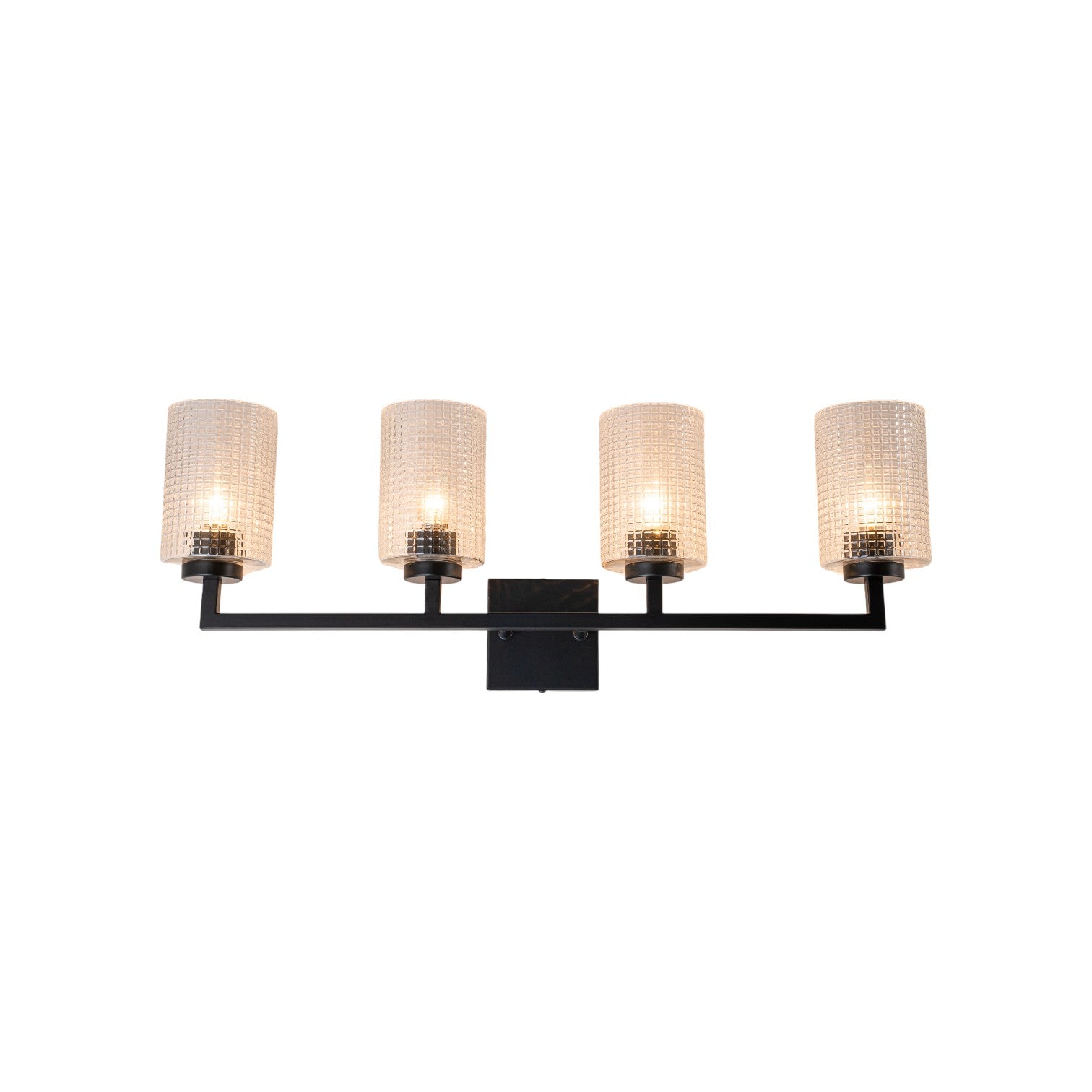 Glowlings 3/4-Light Modern Patterned Textured Glass Cylinder Bathroom Vanity Light Wall Sconce for Mirror Cabinet