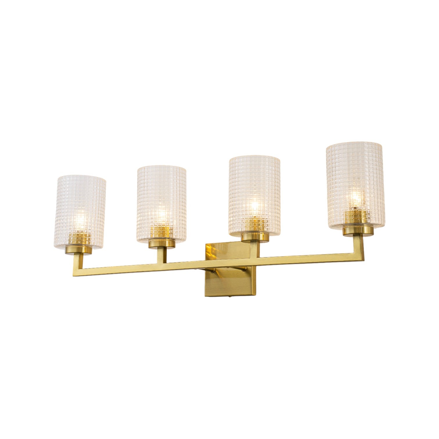 Glowlings 3/4-Light Modern Patterned Textured Glass Cylinder Bathroom Vanity Light Wall Sconce for Mirror Cabinet