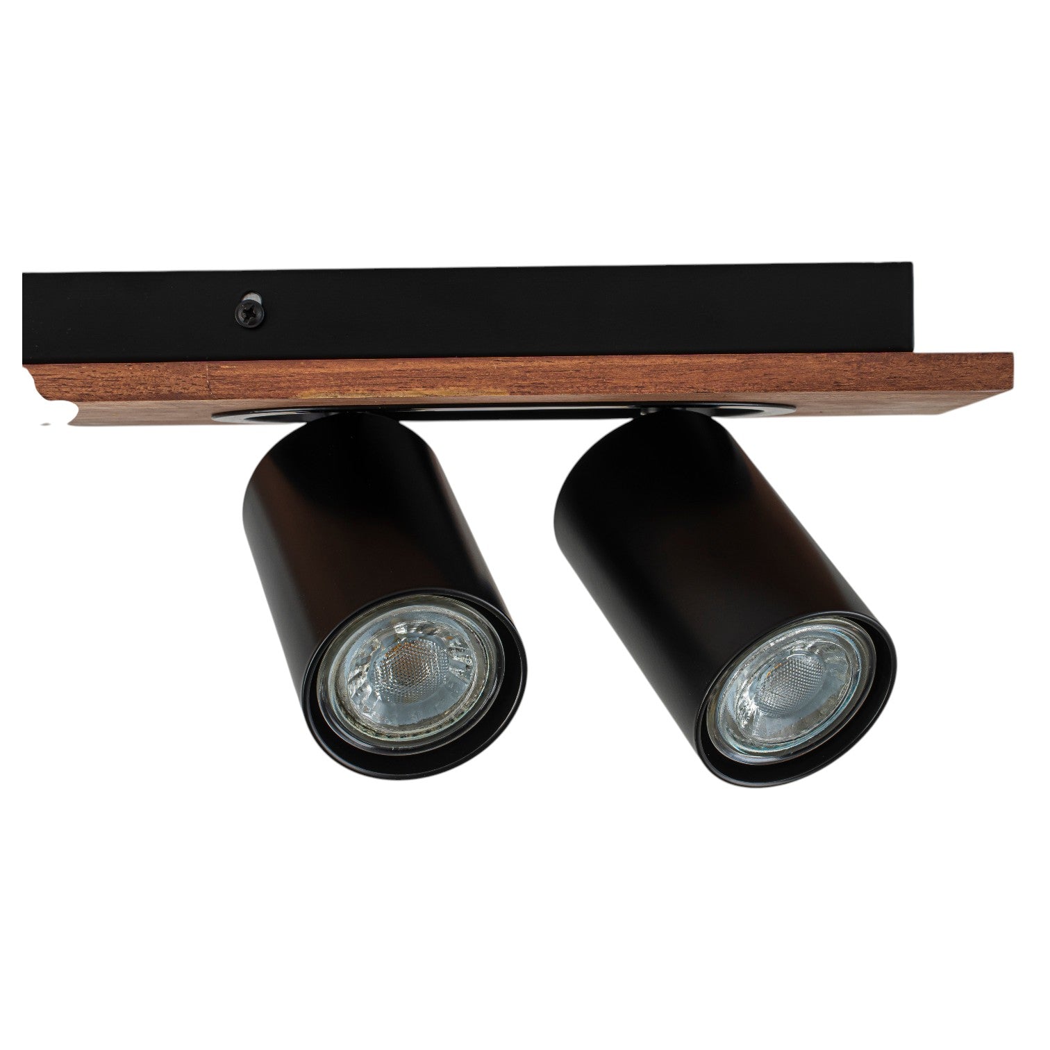 Glowlings 4-Light Modern Industrial Track Lighting Kit Walnut Wood Ceiling Spotlight Directional Flush Mount