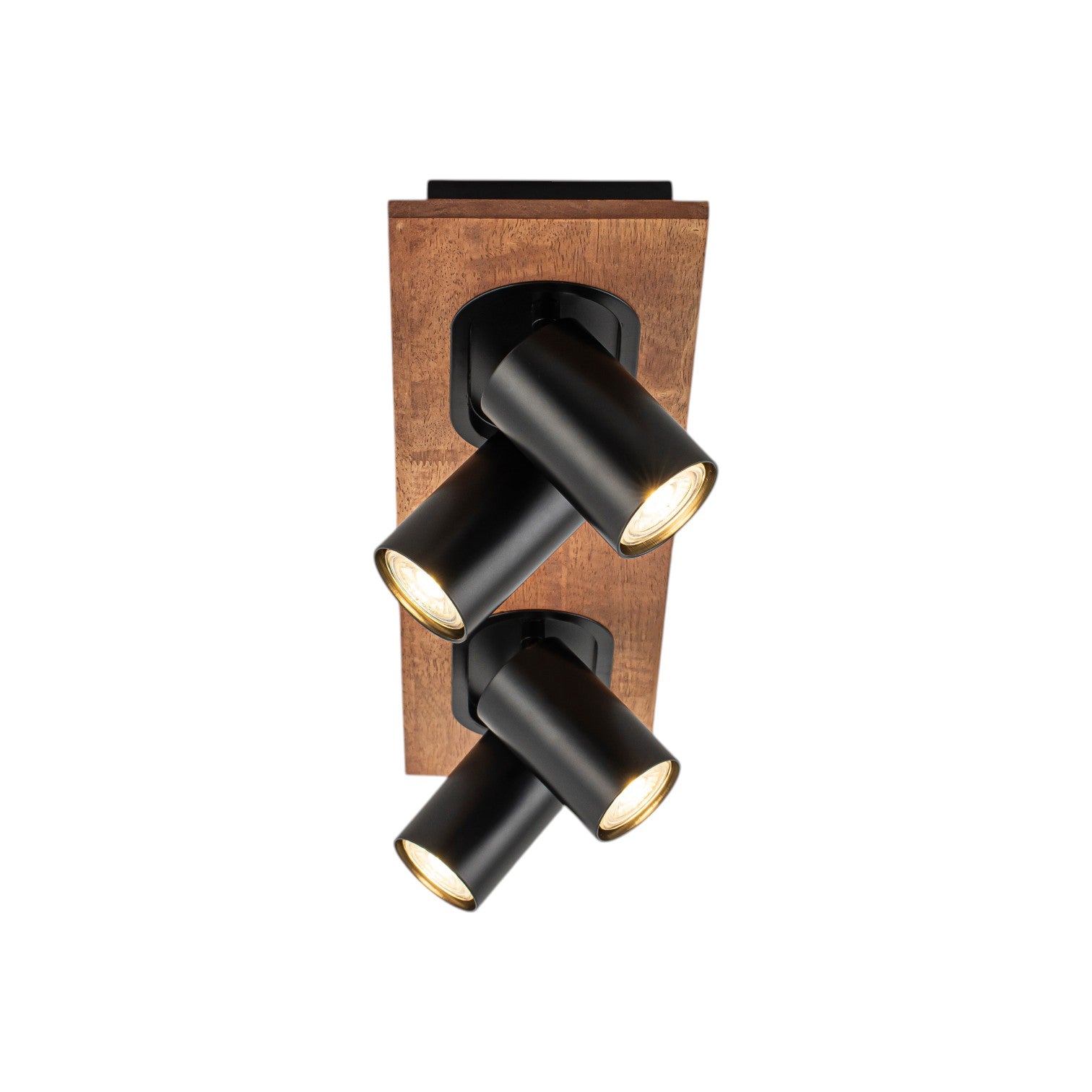 Glowlings 4-Light Modern Industrial Track Lighting Kit Walnut Wood Ceiling Spotlight Directional Flush Mount