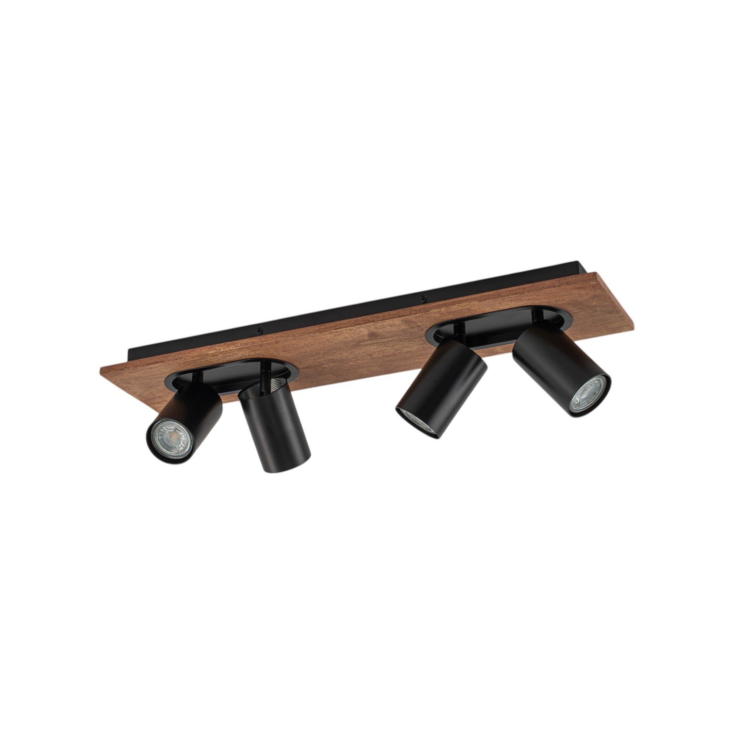 Glowlings 4-Light Modern Industrial Track Lighting Kit Walnut Wood Ceiling Spotlight Directional Flush Mount