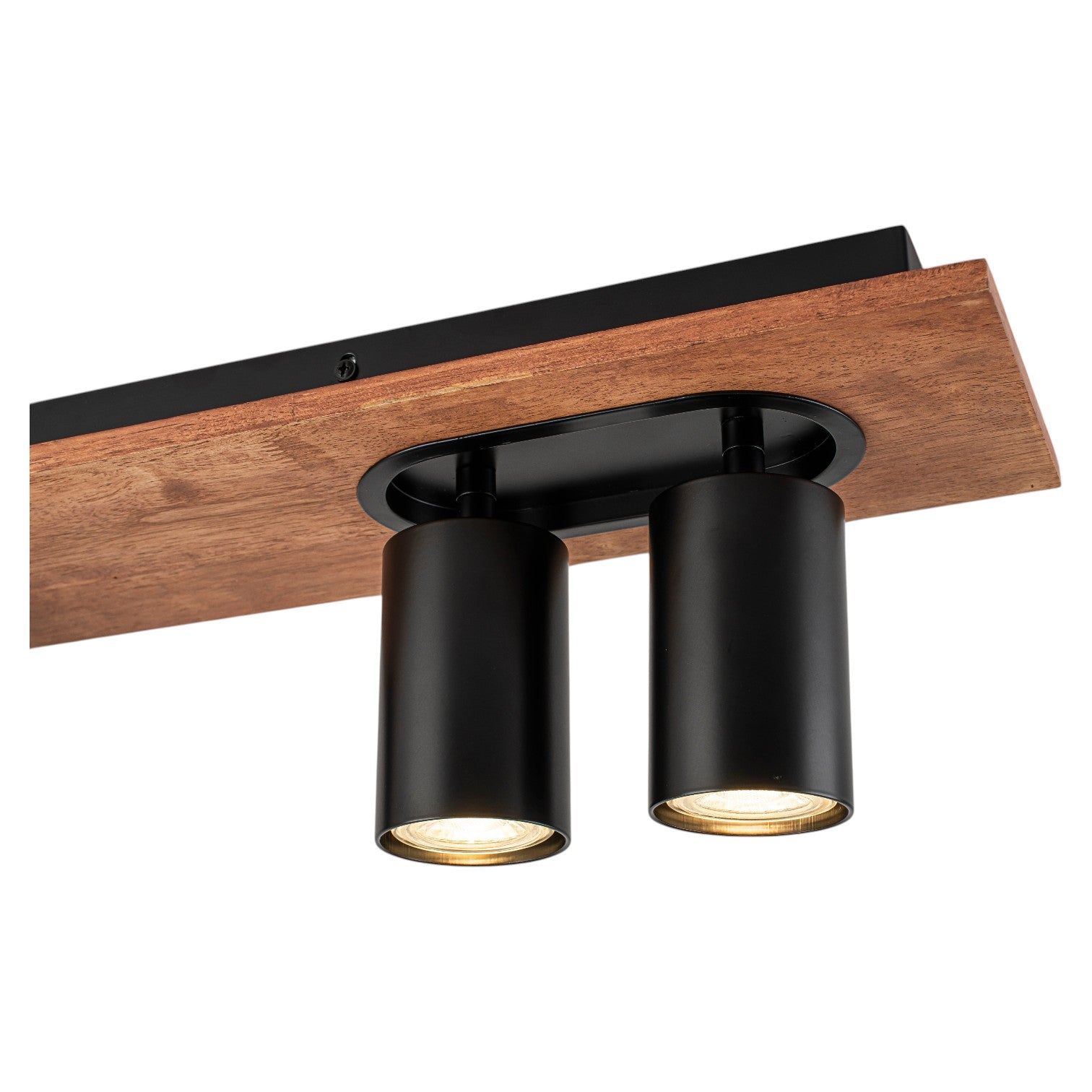 Glowlings 4-Light Modern Industrial Track Lighting Kit Walnut Wood Ceiling Spotlight Directional Flush Mount