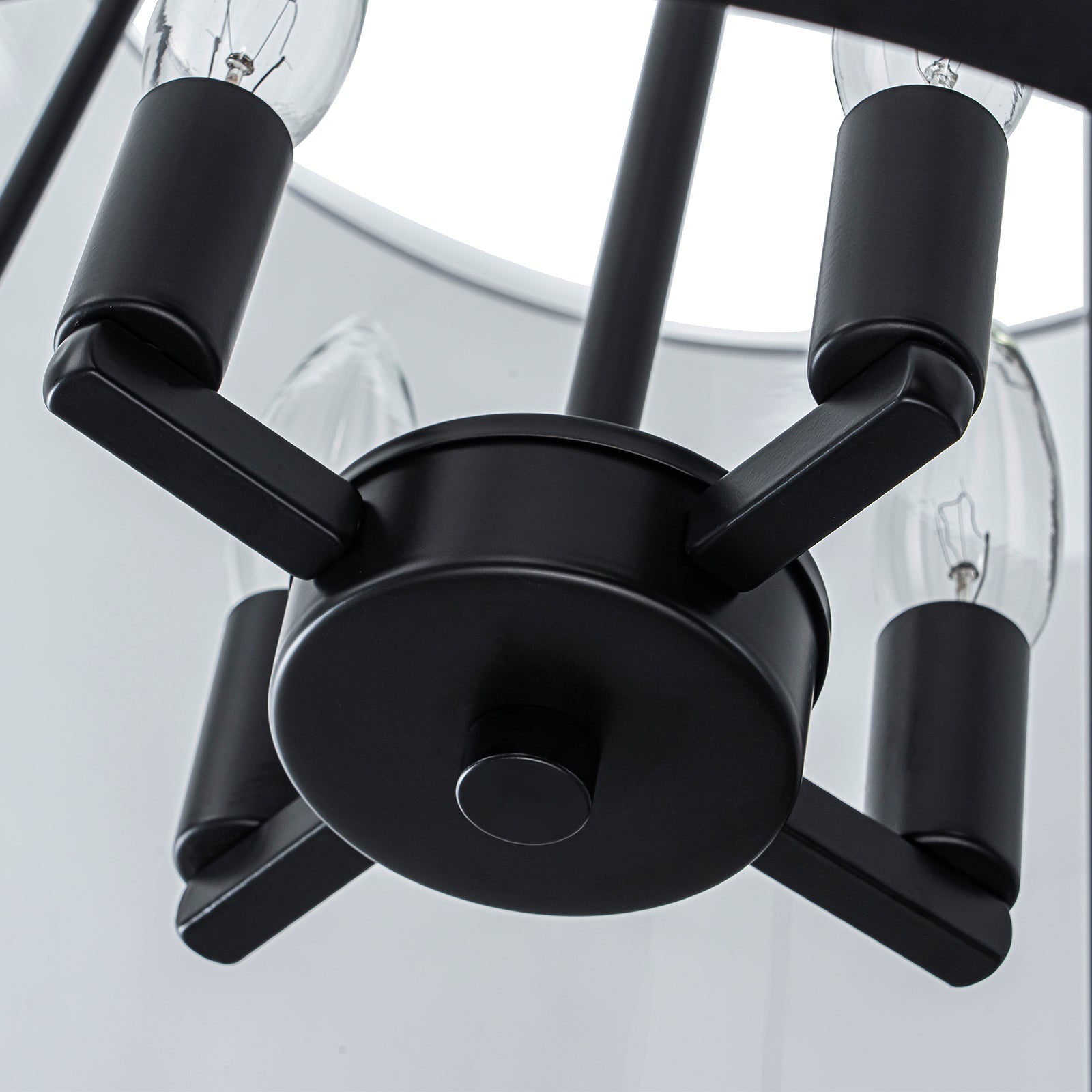 Glowlings 4-Light Modern 16"Wide Matte Black Cone Clear Glass Pendant Light Island Light