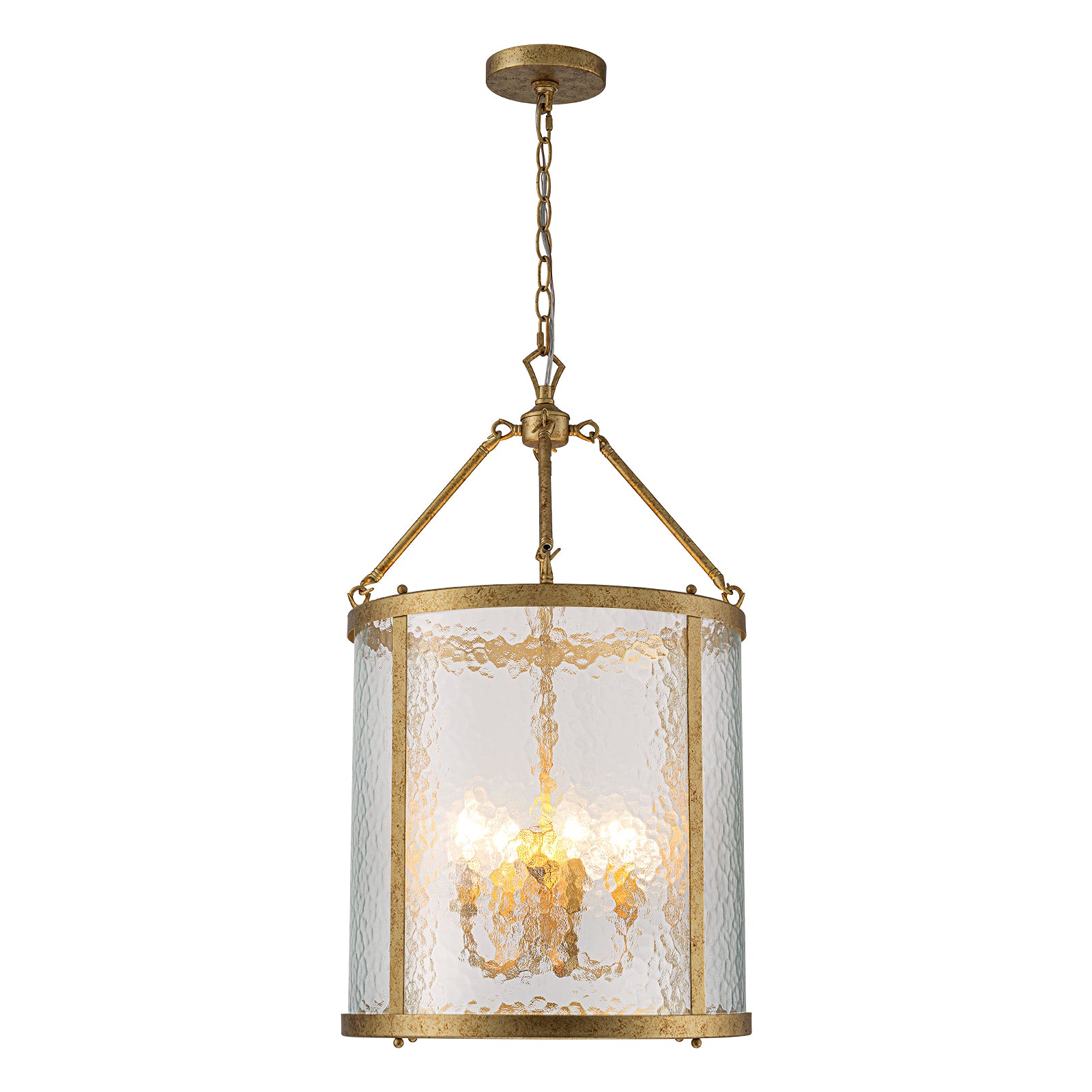 Glowlings 4-flammiger moderner 16" breiter geriffelter Glas-Zylinder-Laternen-Kronleuchter