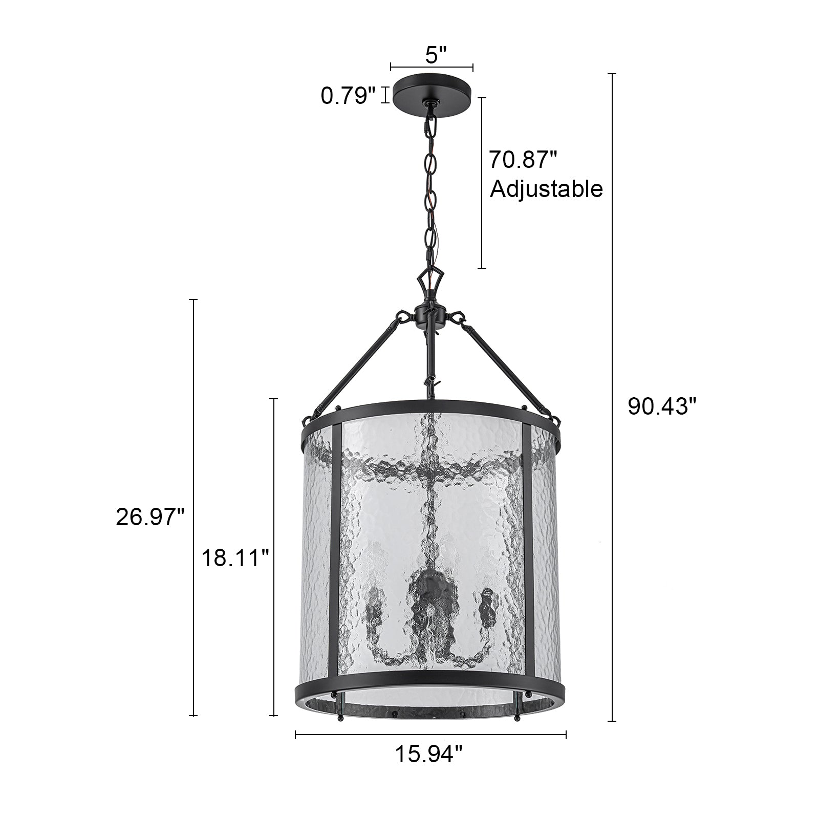 Glowlings 4-flammiger moderner 16" breiter geriffelter Glas-Zylinder-Laternen-Kronleuchter