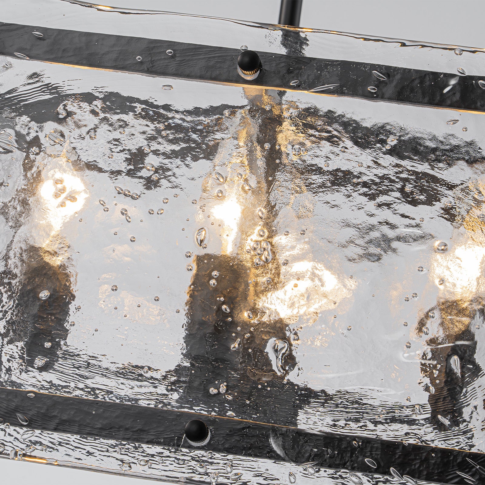 Glowlings 4-light Modern 16"Wide Square Water Ripple Seeded Glass Chandelier