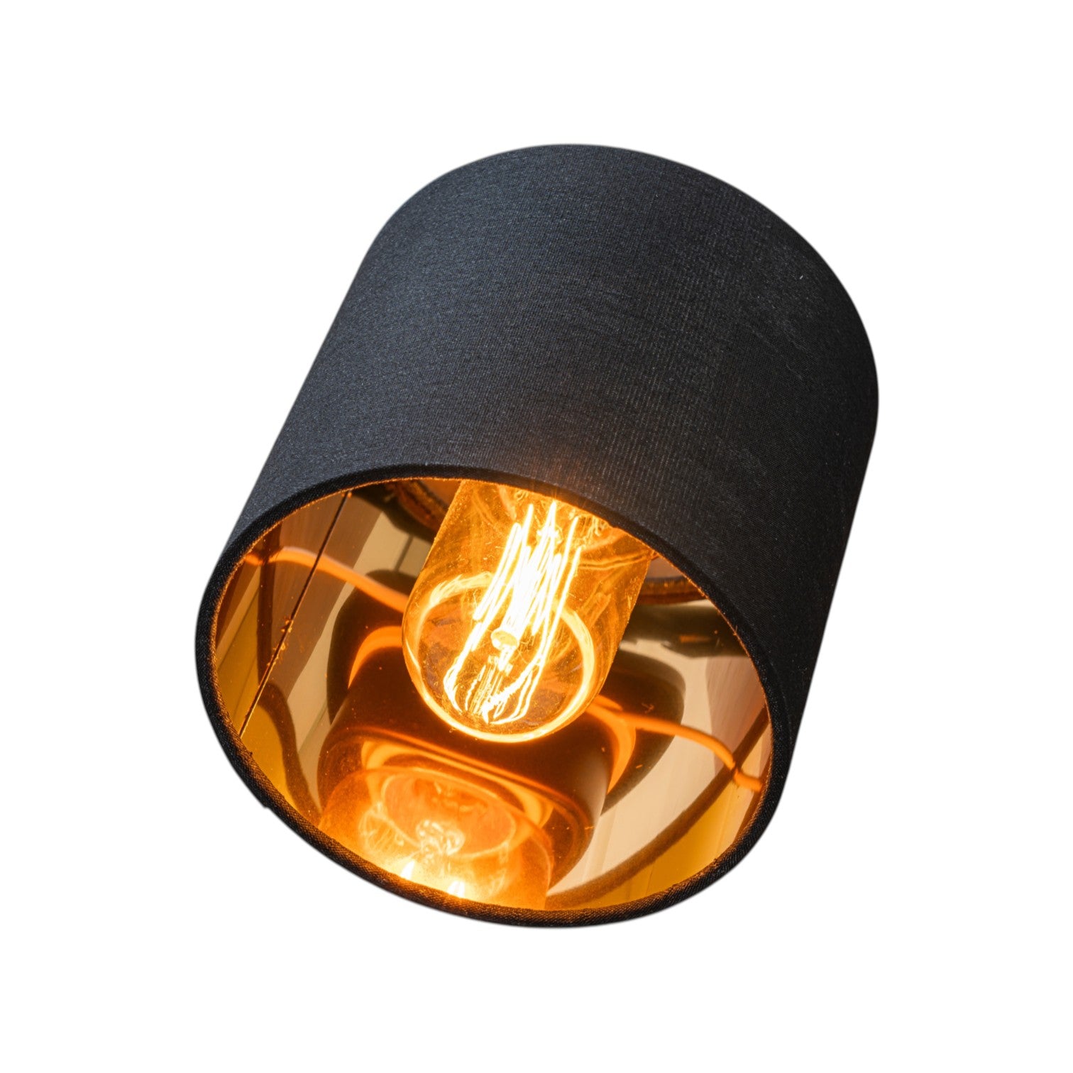 Glowlings 4-Light Modern 180° Swivel Adjustable Wood Bathroom Vanity Light with Black Fabric Shades & Gold Interior