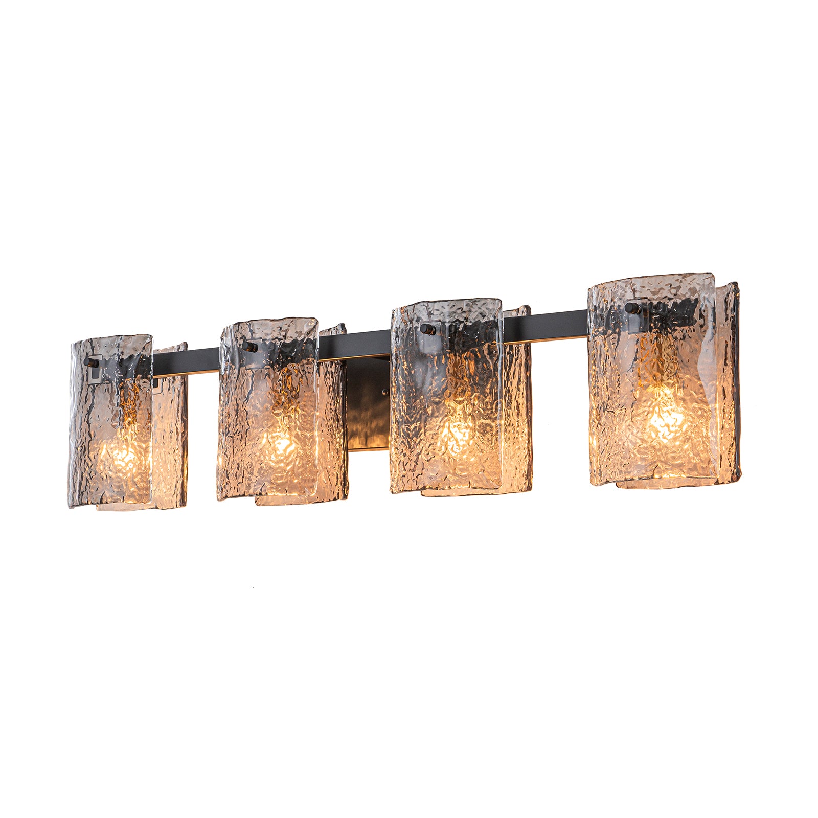Glowlings 3/4-Light Modern Textured Smoky Gray Glass Bathroom Vanity Light