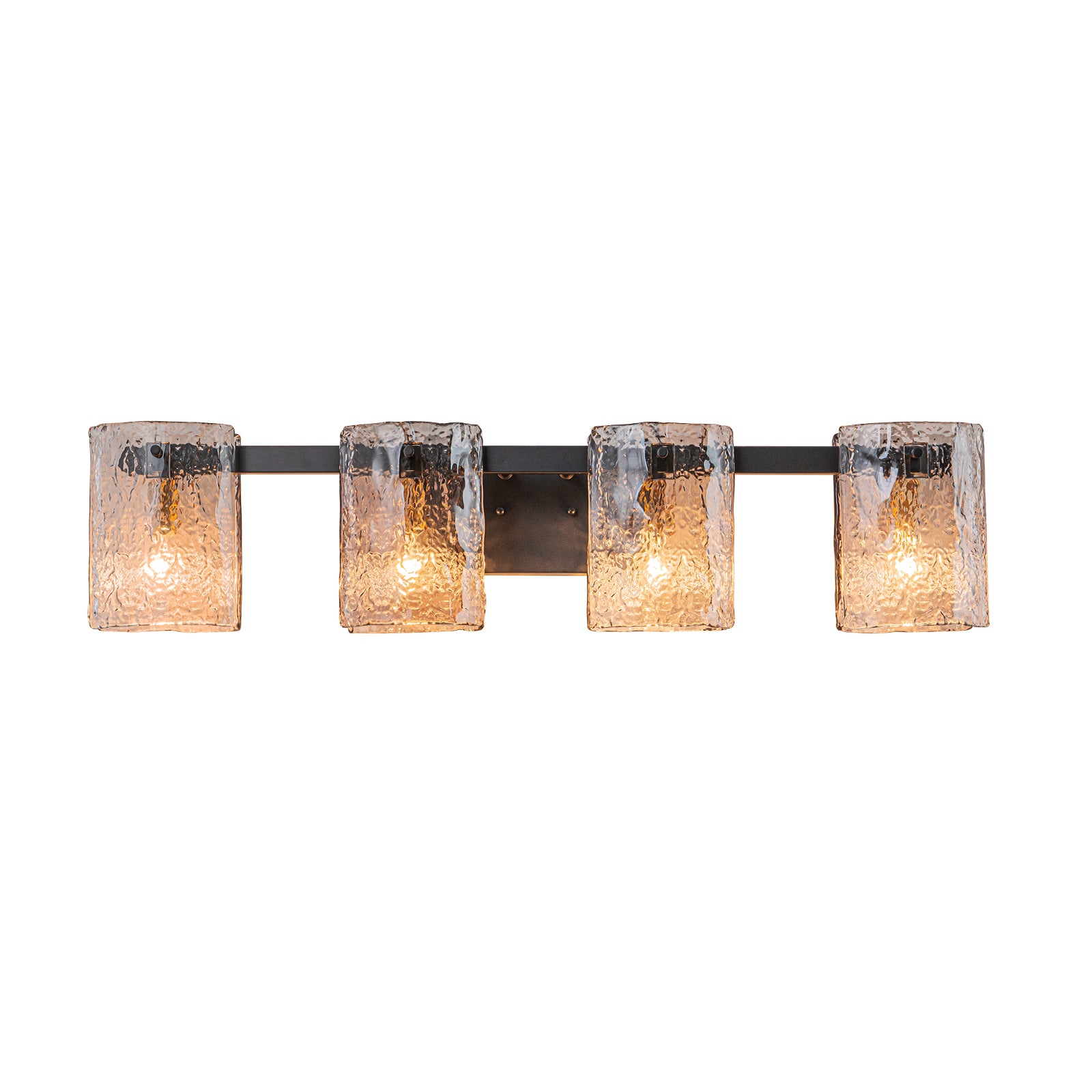Glowlings 3/4-Light Modern Textured Smoky Gray Glass Bathroom Vanity Light