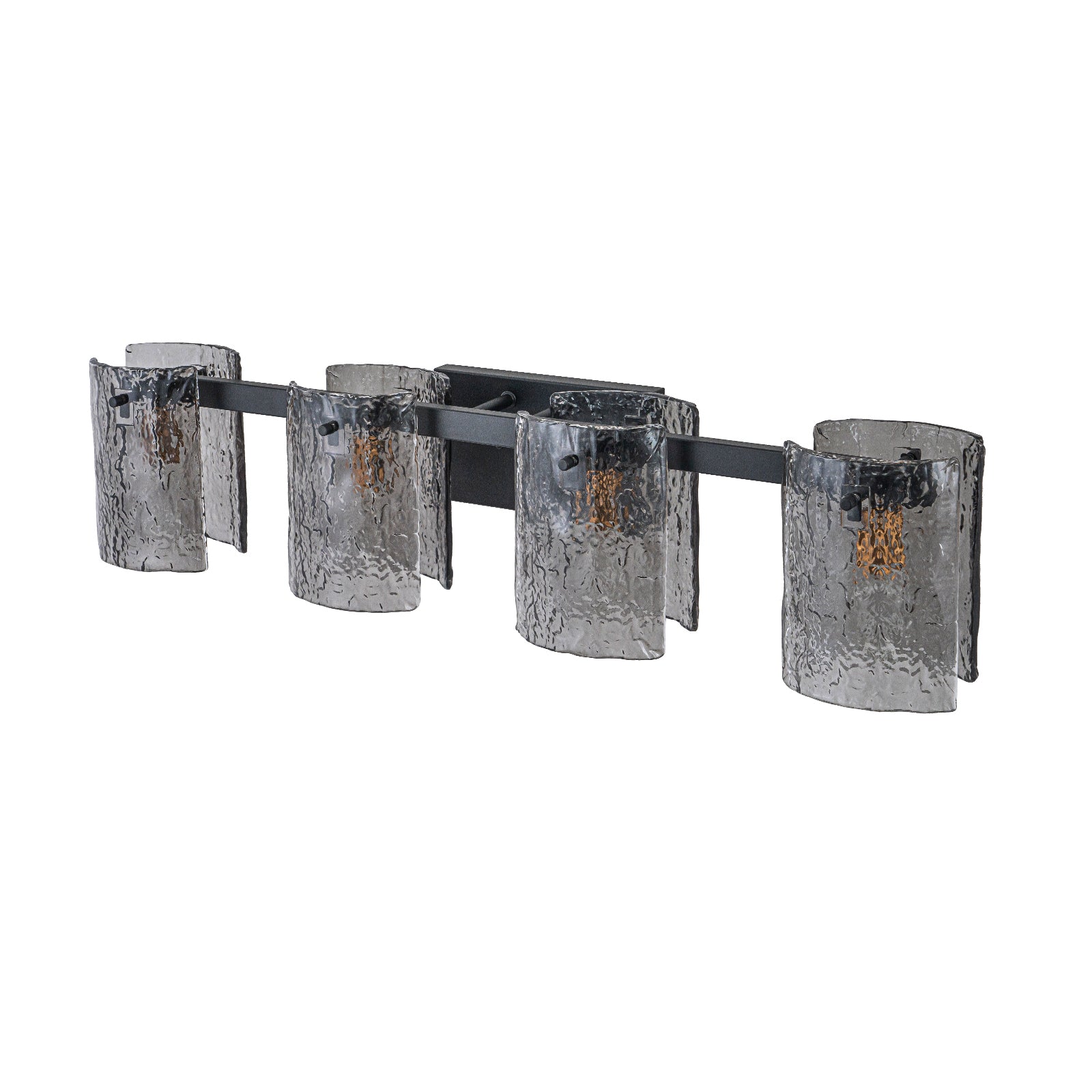 Glowlings 3/4-Light Modern Textured Smoky Gray Glass Bathroom Vanity Light