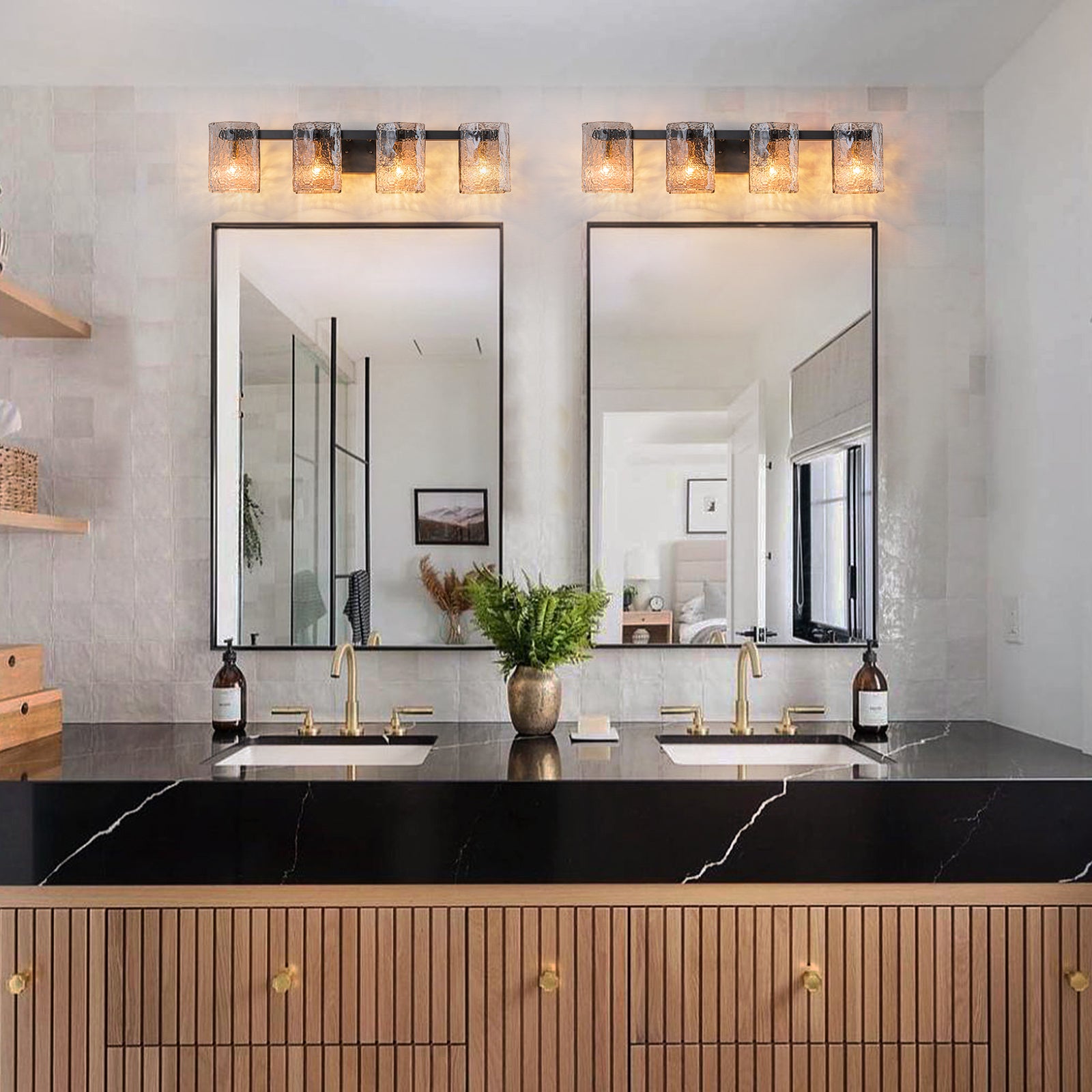 Glowlings 3/4-Light Modern Textured Smoky Gray Glass Bathroom Vanity Light