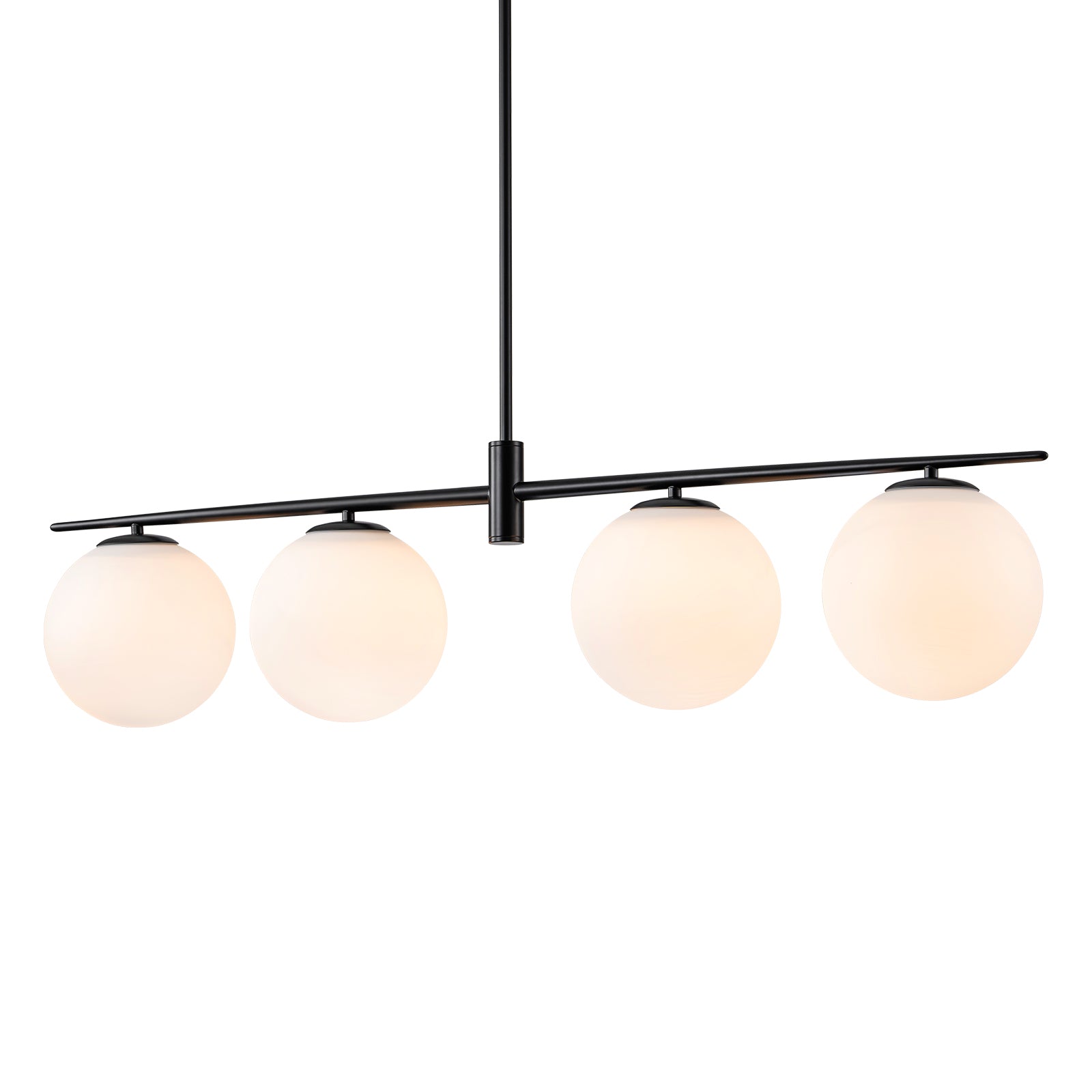 Glowlings 4-flammige, moderne, 114,3 cm breite, lineare Pendelleuchte aus Opalglas