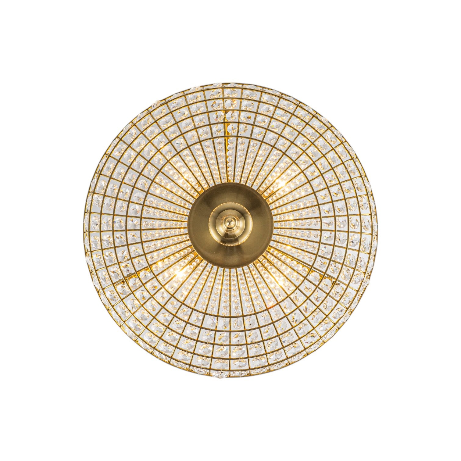 Glowlings 4-Light Traditional Antique Brass Faceted Chain Crystal Bead Bowl Chandelier