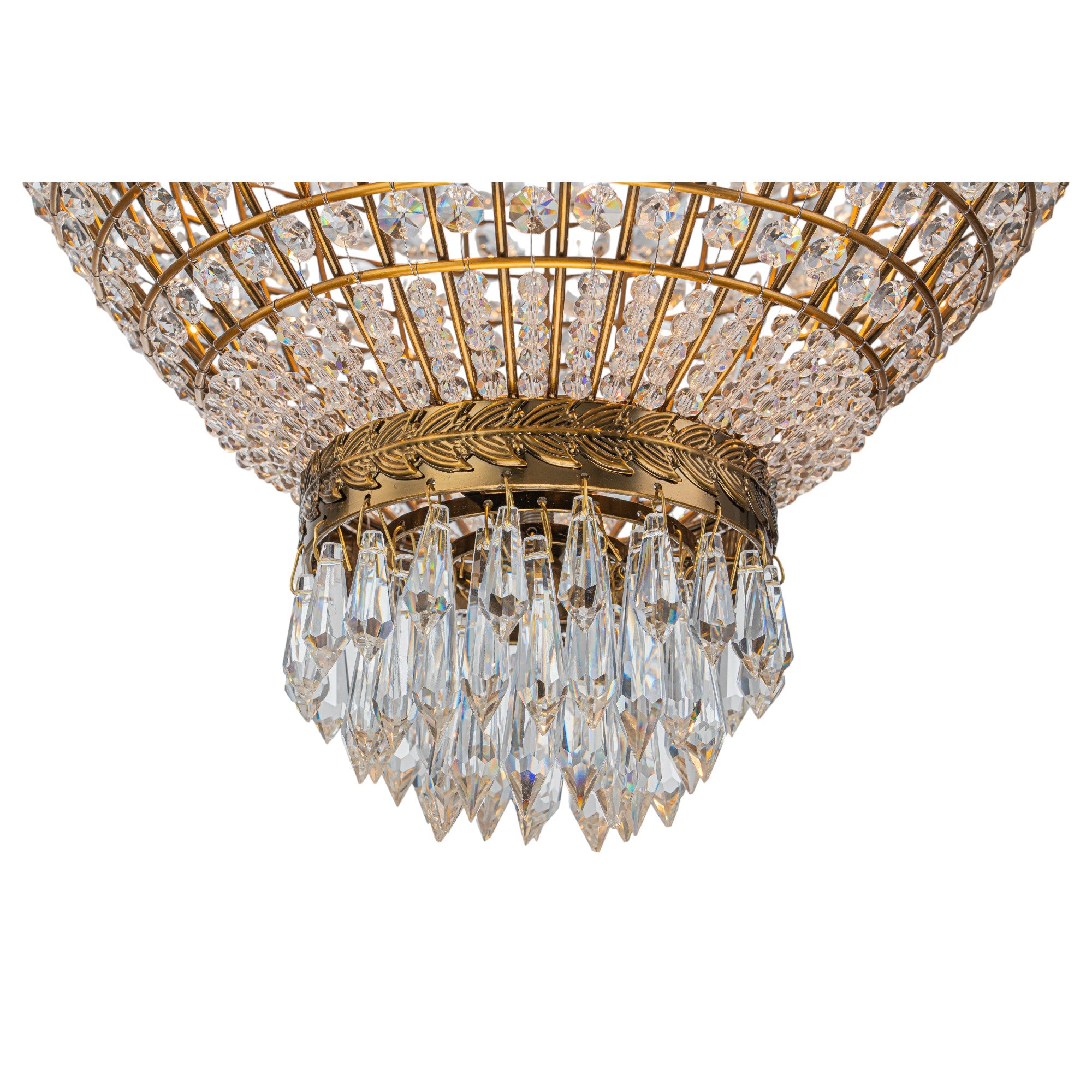 Glowlings 4-Light Vintage 18"Wide Antiqued Gold Beaded Handmade Crystal Chandelier