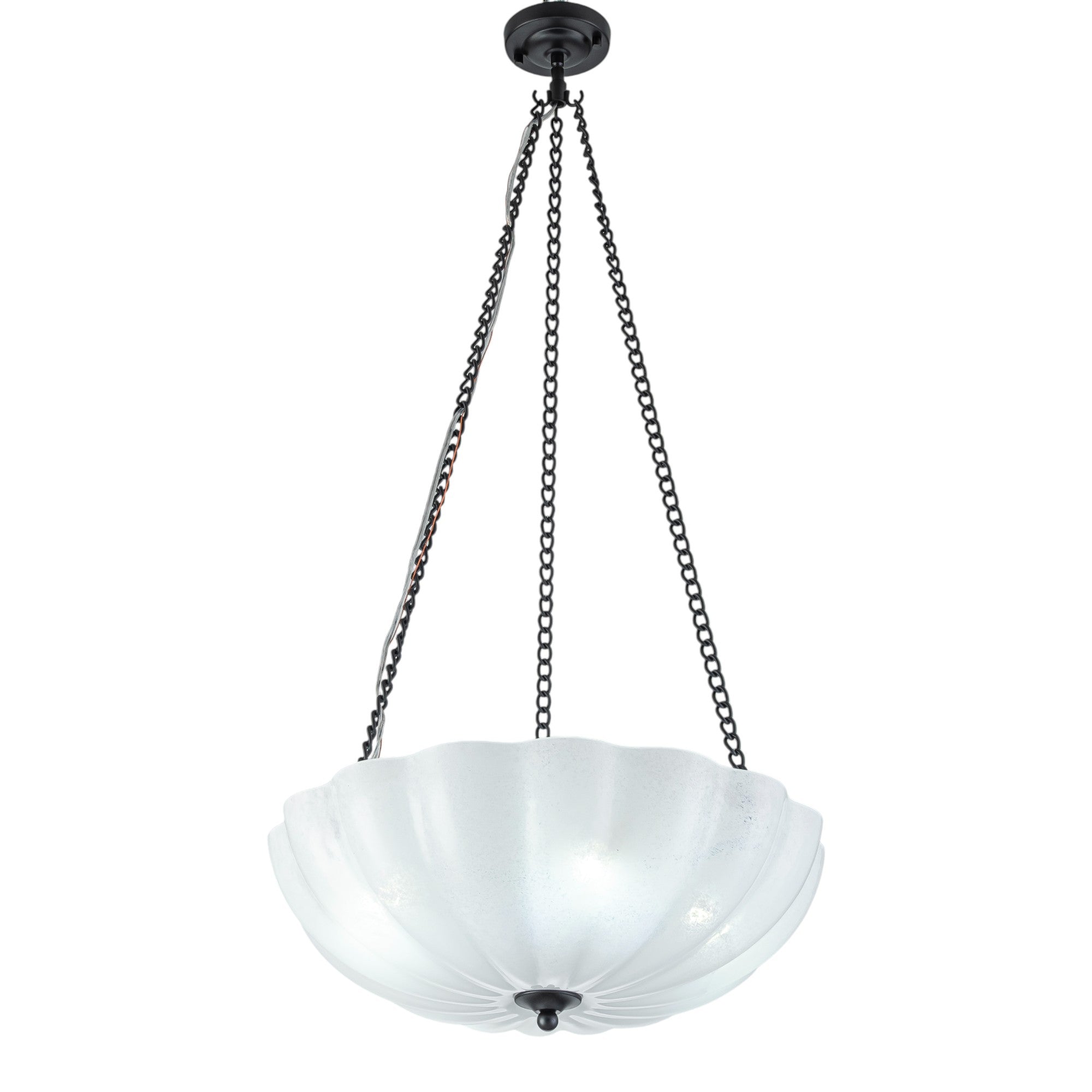 Glowlings 4-Light Vintage 21"Wide Flower Shape Frosted Cloud Glass Chandelier