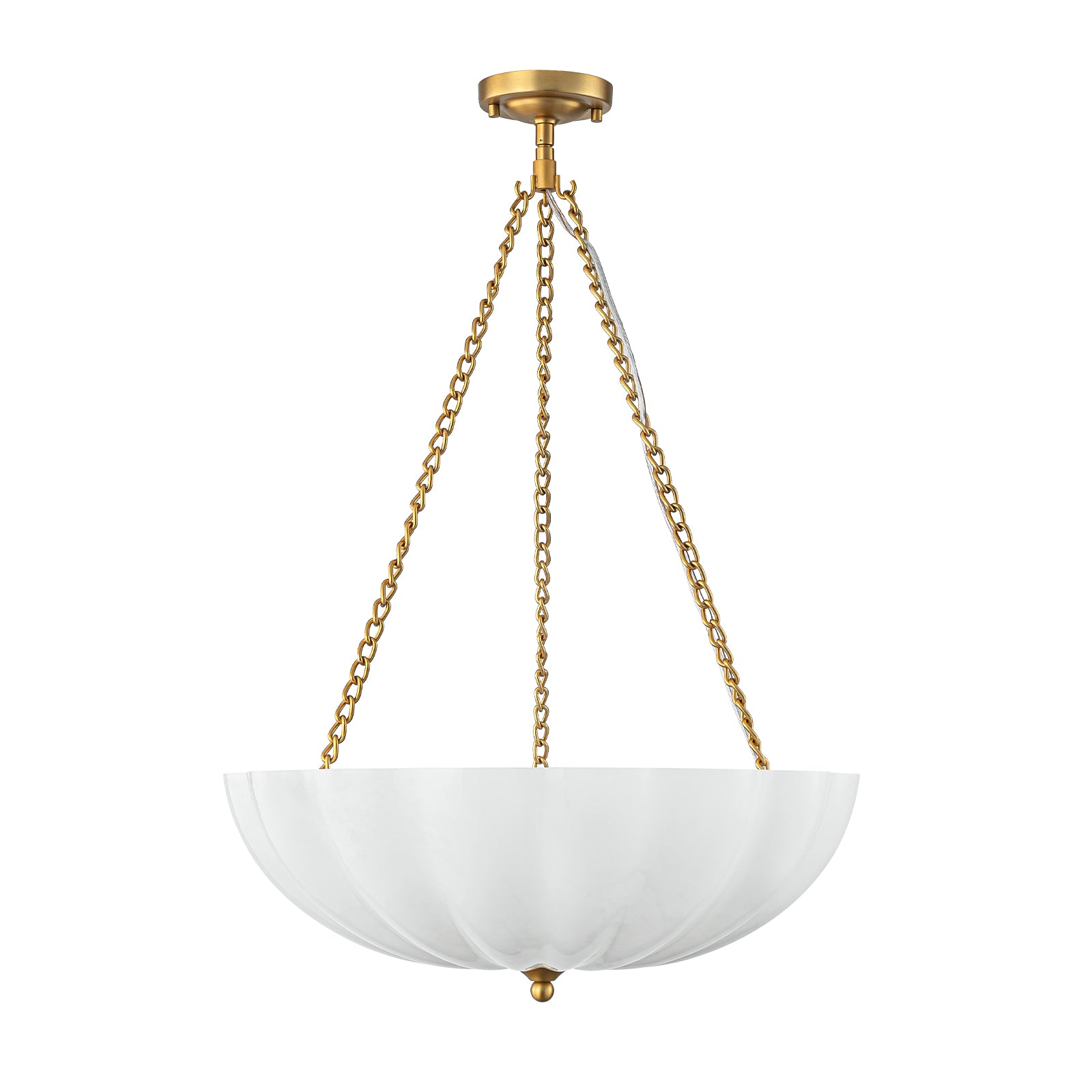Glowlings 4-flammiger Vintage-Kronleuchter in Blumenform, 53,3 cm breit, Milchglas