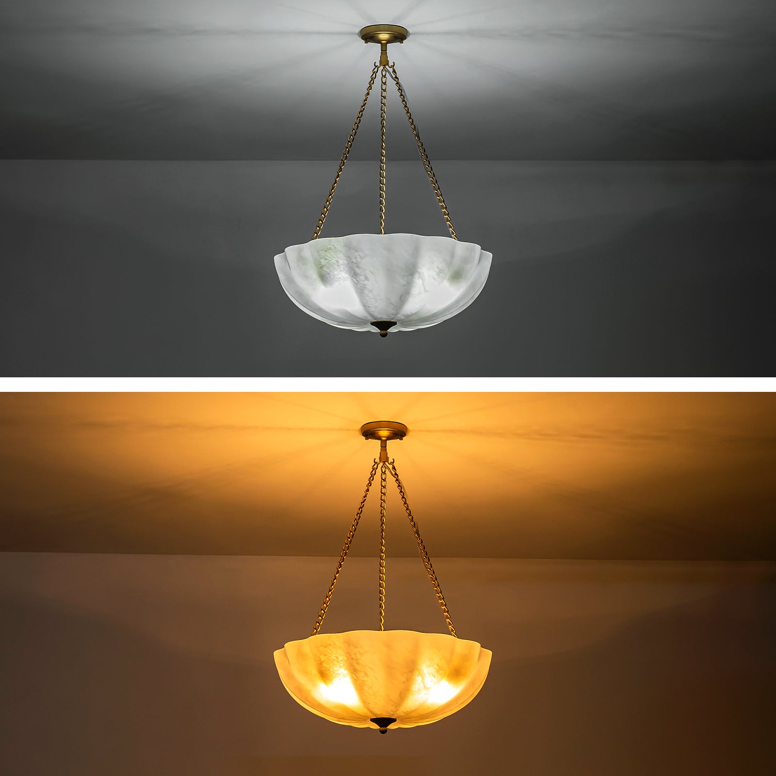 Glowlings 4-flammiger Vintage-Kronleuchter in Blumenform, 53,3 cm breit, Milchglas