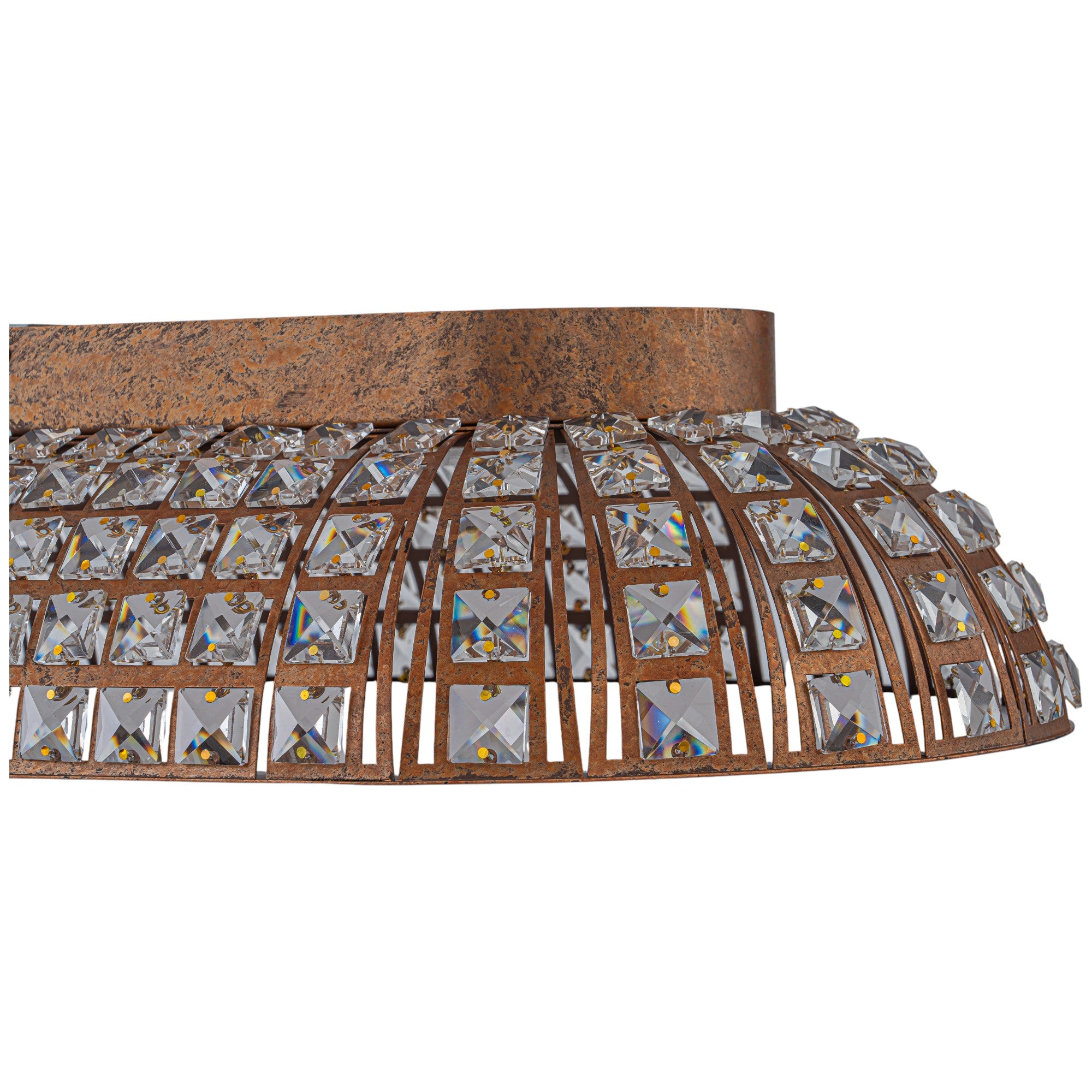 Glowlings 4-Light Vintage 39"Wide Large Antique Brass Linear Dome Crystal LED Flush Mount