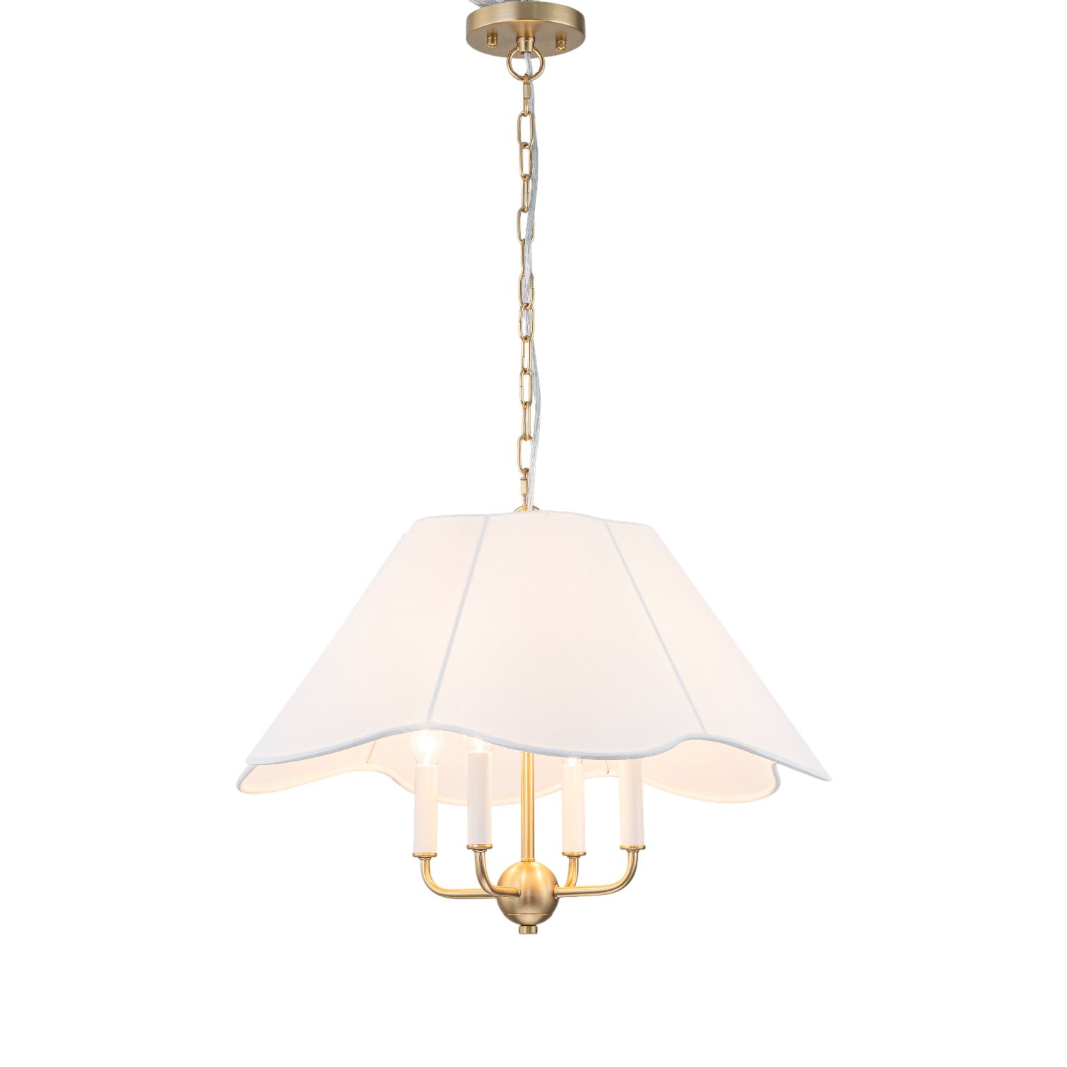 Glowlings 4-Light Vintage 23"Wide White Fabric Flower Shape Chandelier