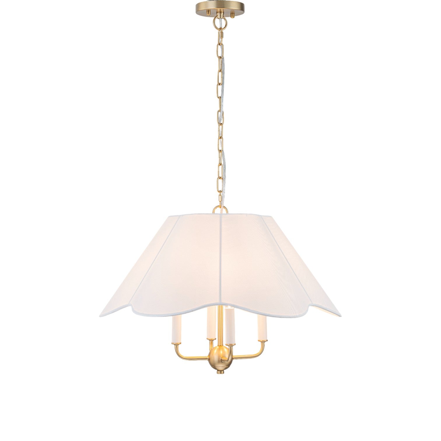 Glowlings 4-Light Vintage 23"Wide White Fabric Flower Shape Chandelier