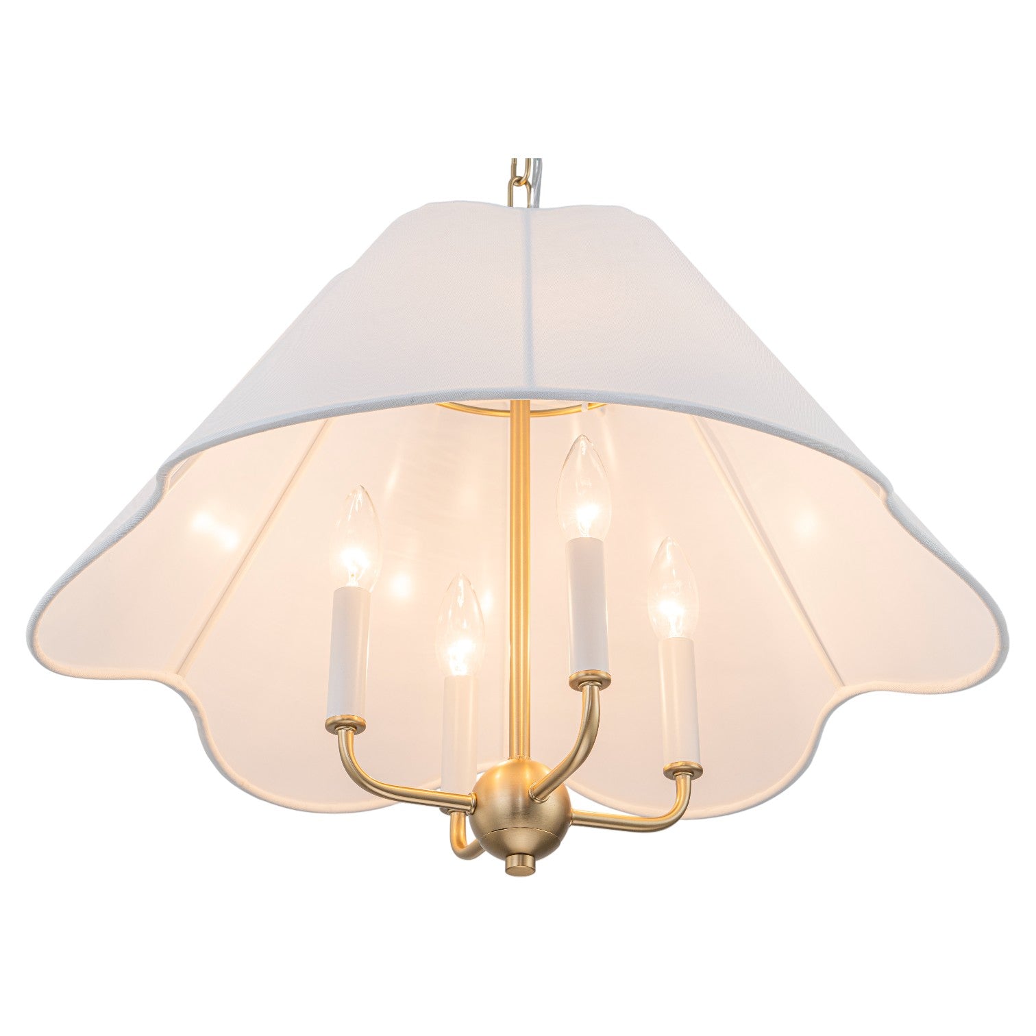 Glowlings 4-Light Vintage 23"Wide White Fabric Flower Shape Chandelier