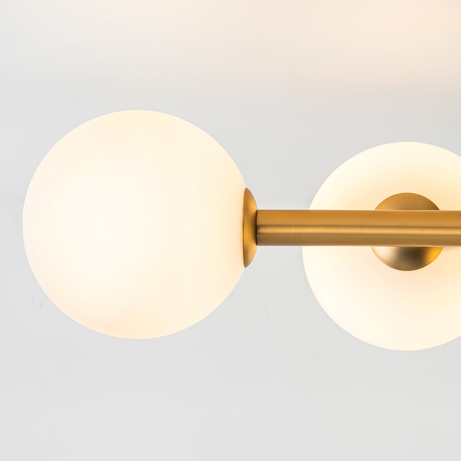 Glowlings 5-Light Modern 26"Wide Brass Sputnik Opal Glass Globe Linear Semi Flush Mount